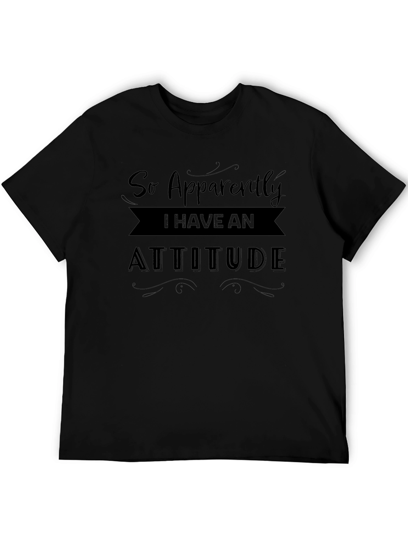 Attitude Graphic Print T-Shirt - Black