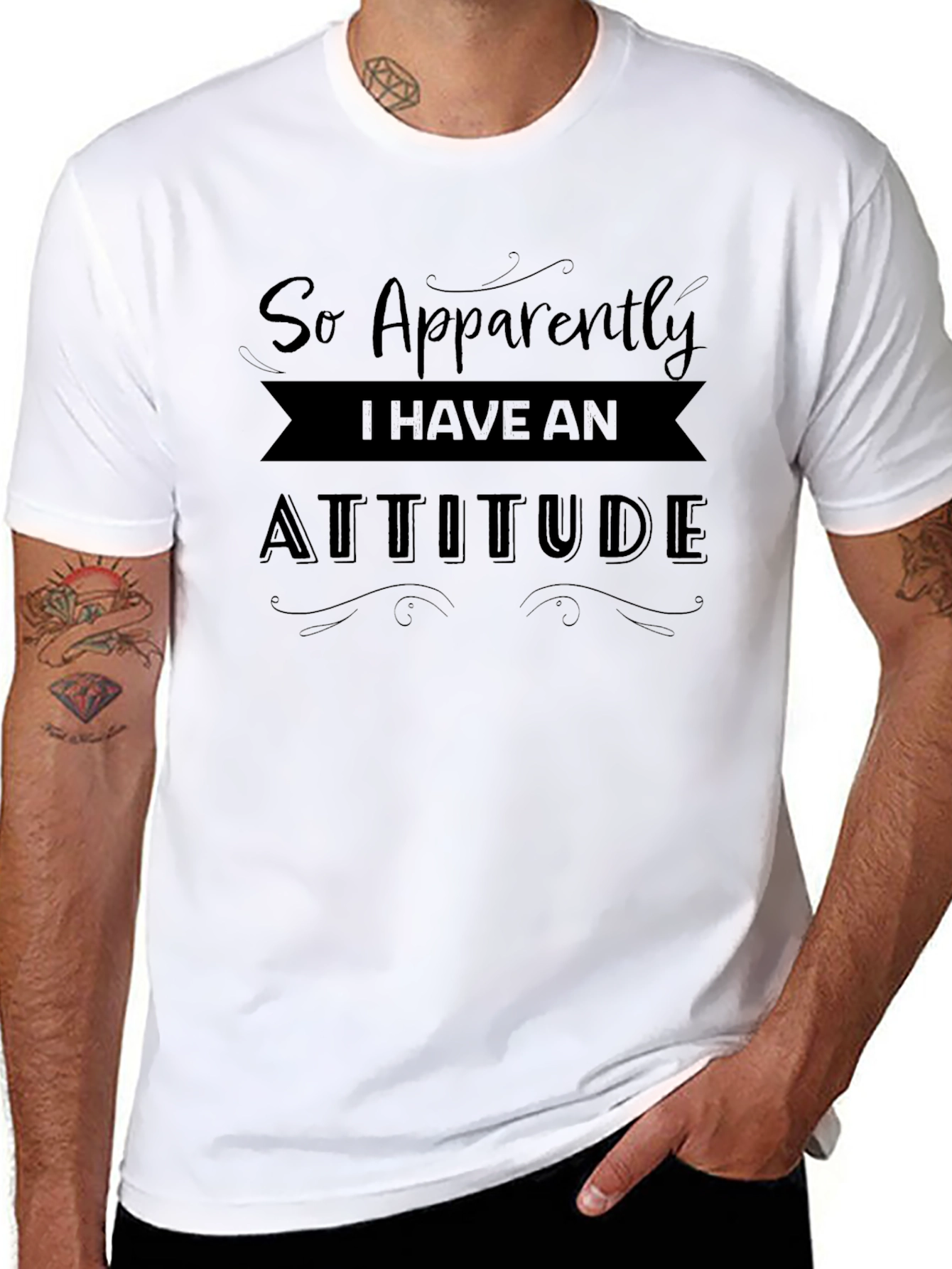 Attitude Graphic Print T-Shirt - Black