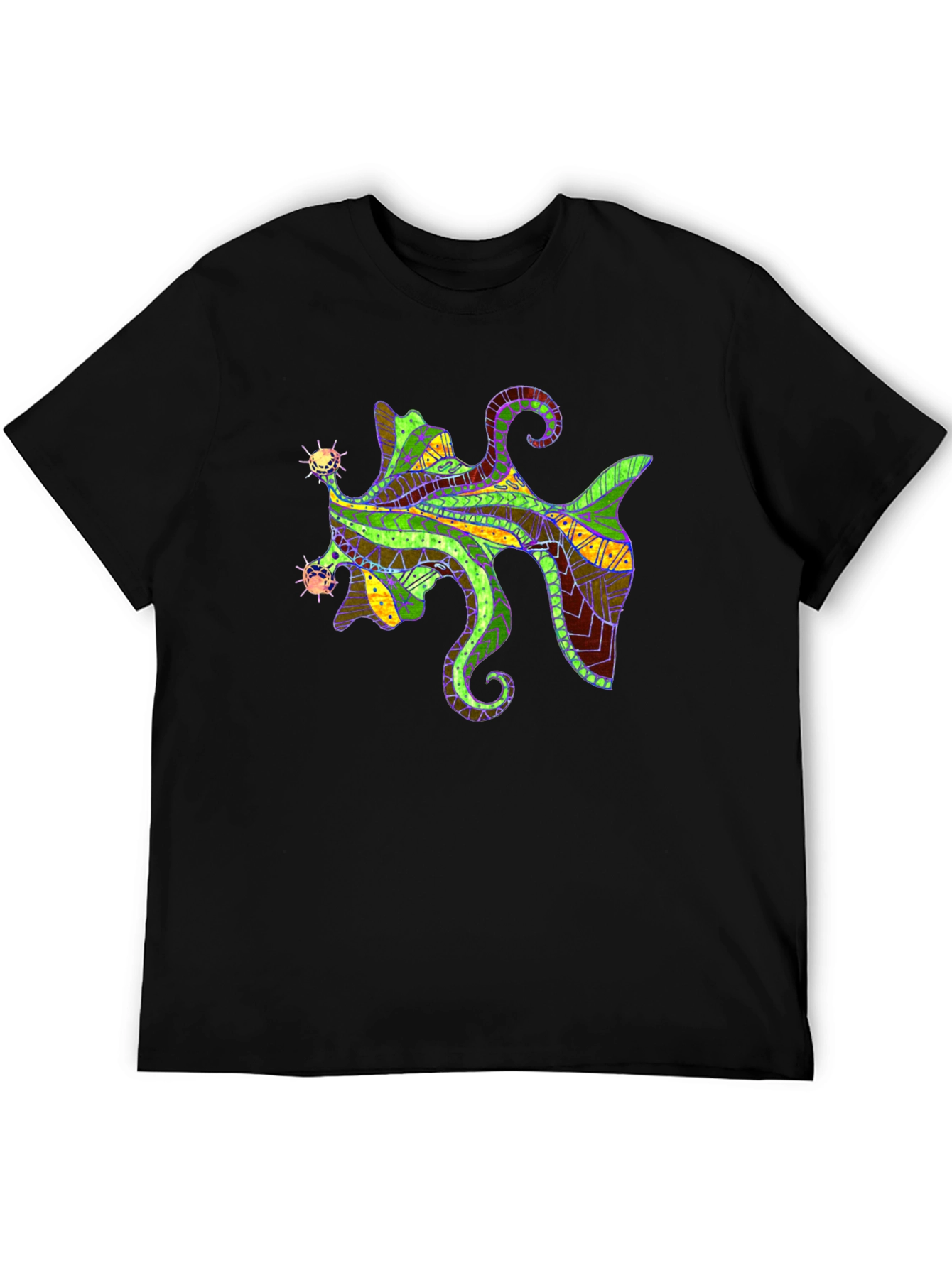 Abstract Fish Graphic Tee - Mens Black T-Shirt