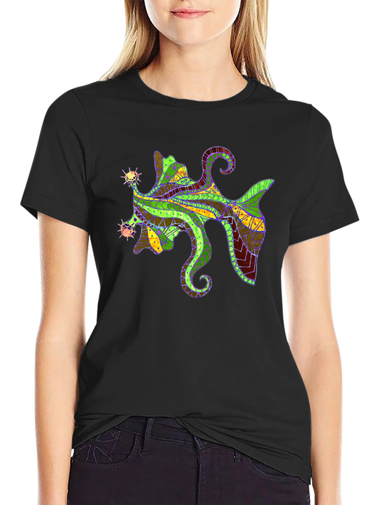 Abstract Fish Graphic Tee - Mens Black T-Shirt