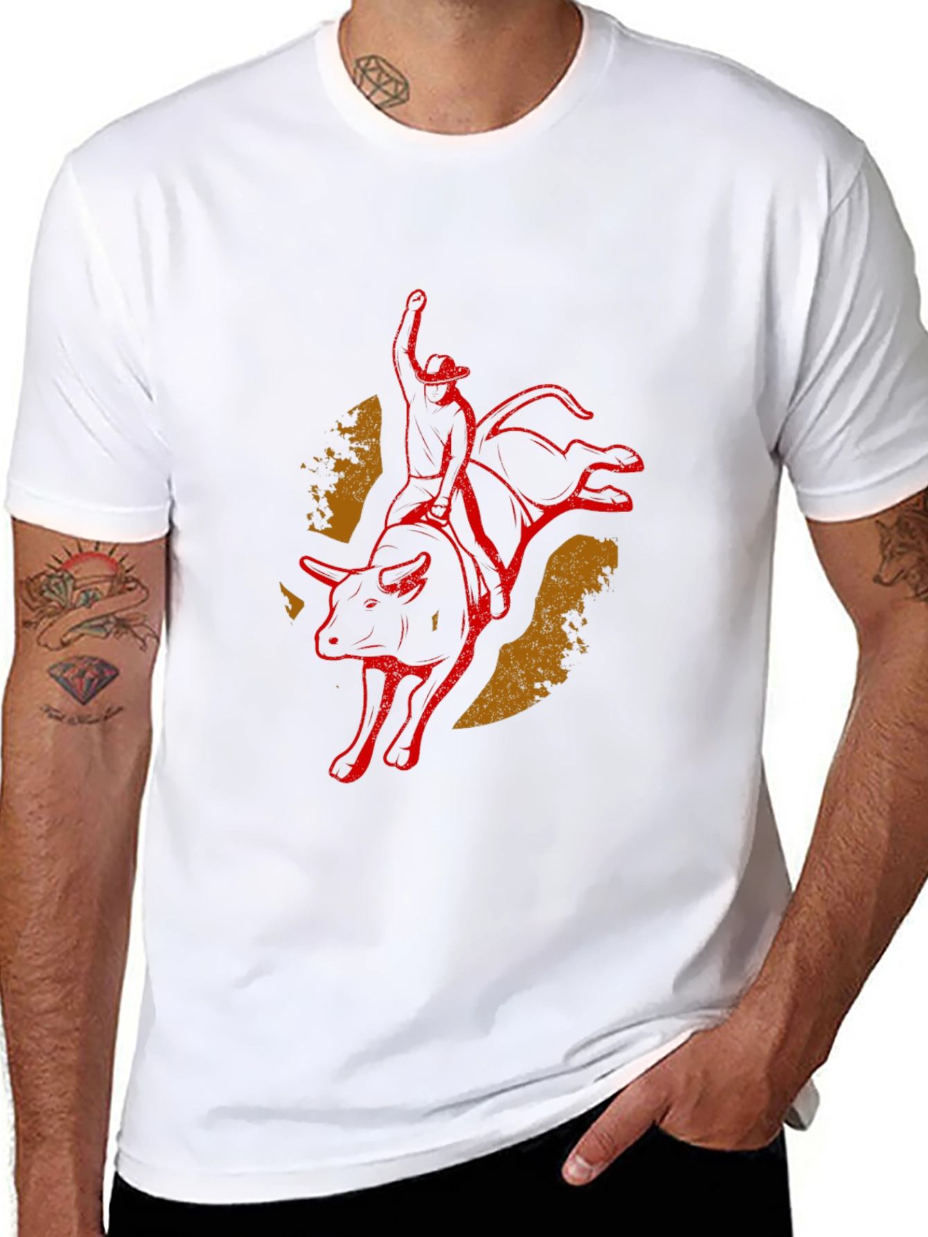 Bull Rider Graphic Tee - Black Cotton Blend
