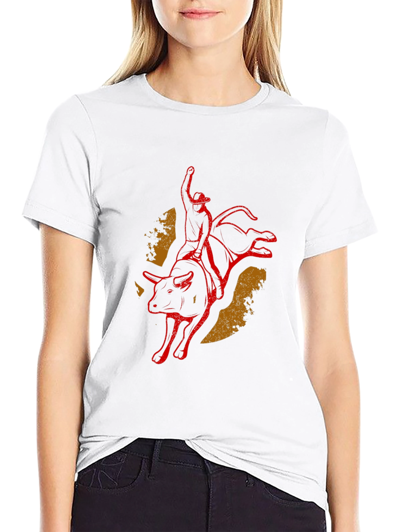 Bull Rider Graphic Tee - Black Cotton Blend