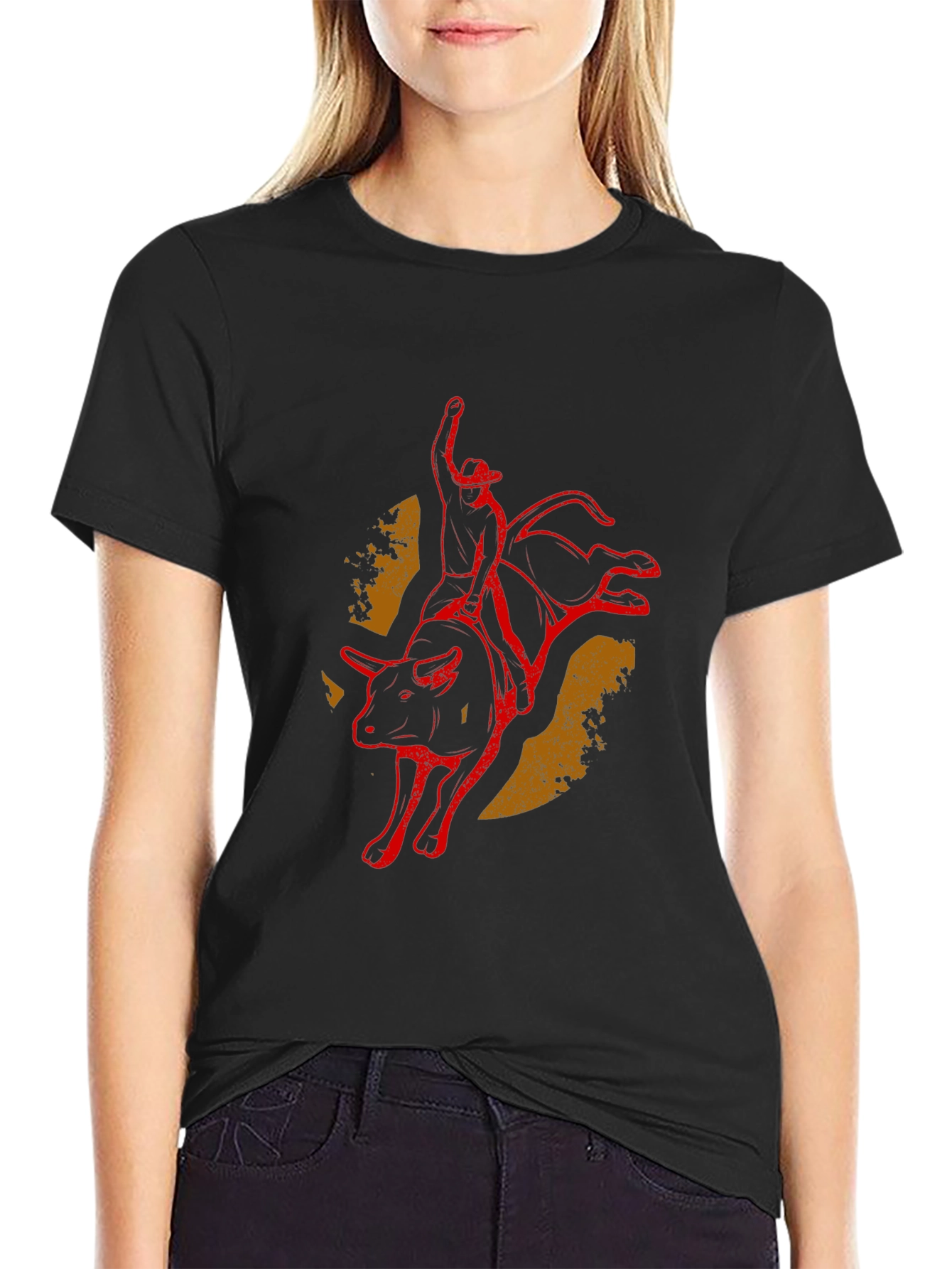 Bull Rider Graphic Tee - Black Cotton Blend