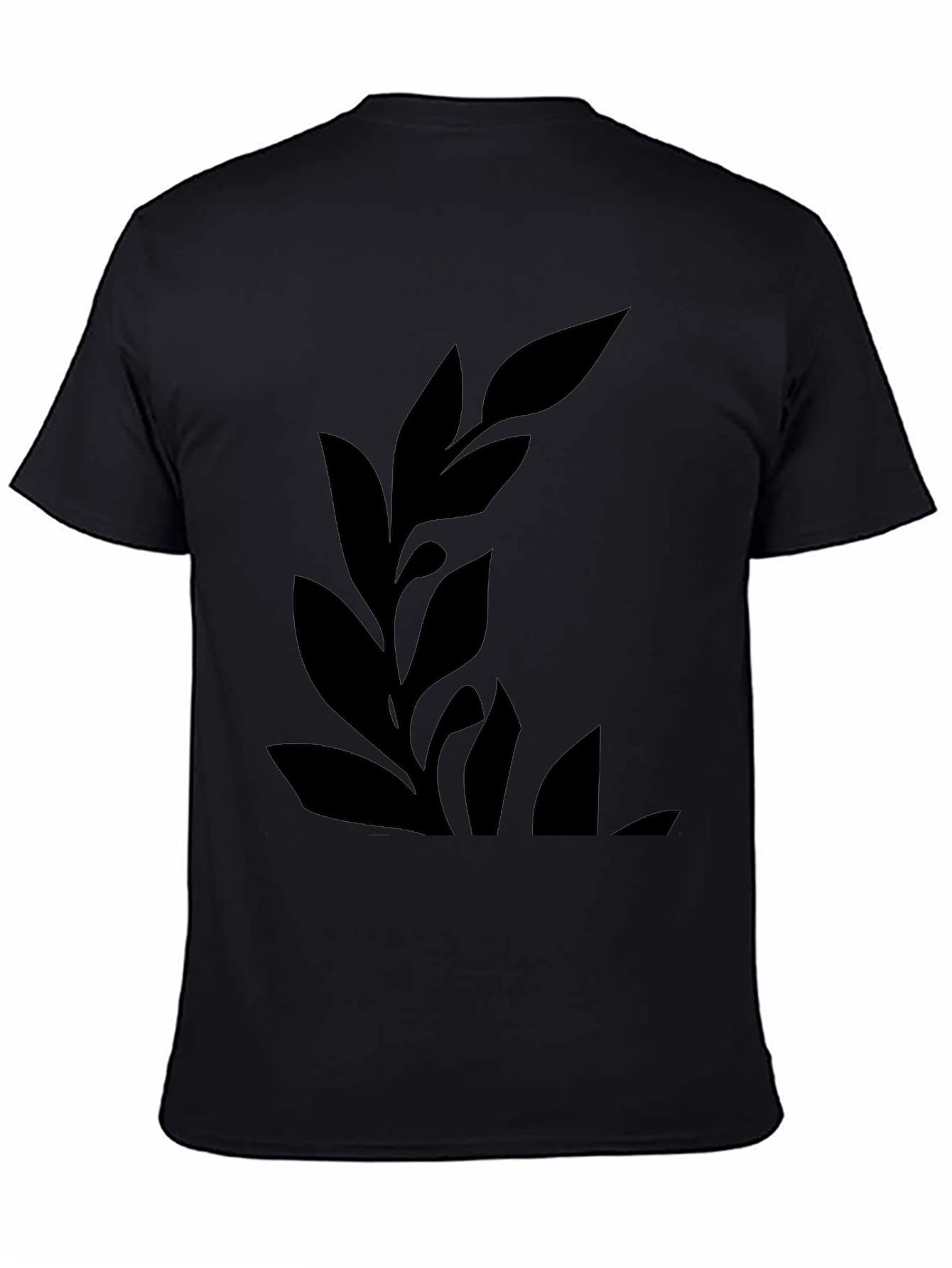 Mens Black Graphic Tee - Botanical Leaf Design