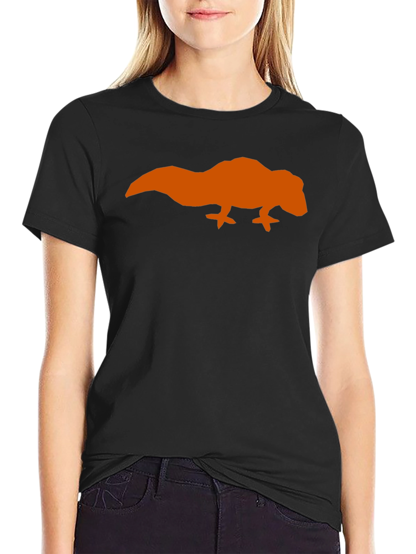 Orange Lizard Graphic Black T-Shirt