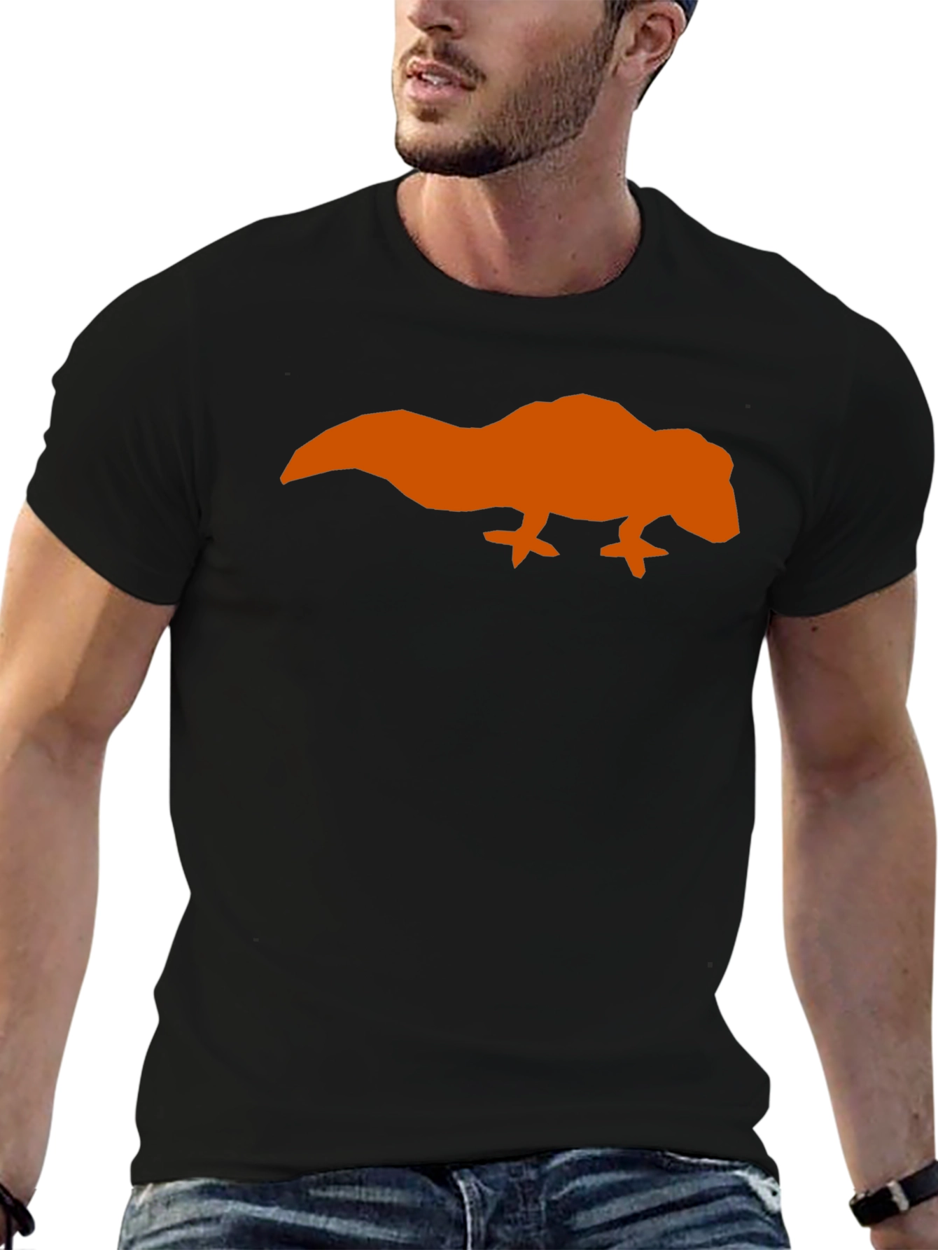 Orange Lizard Graphic Black T-Shirt