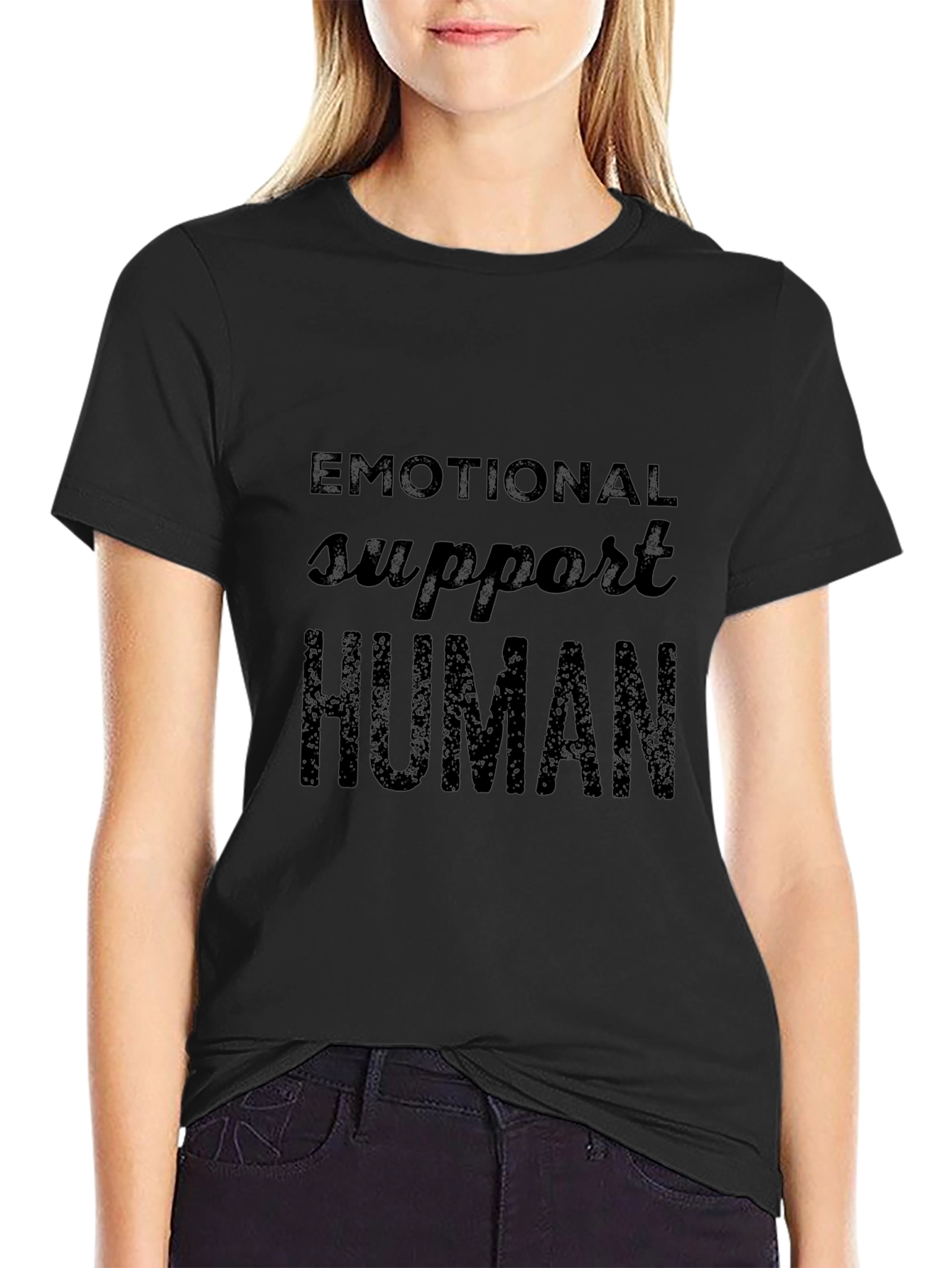 Emotional Support Human Black T-Shirt