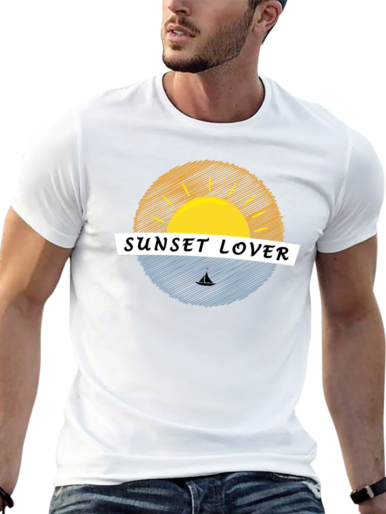 Sunset Lover Graphic Tee - Black Casual T-Shirt