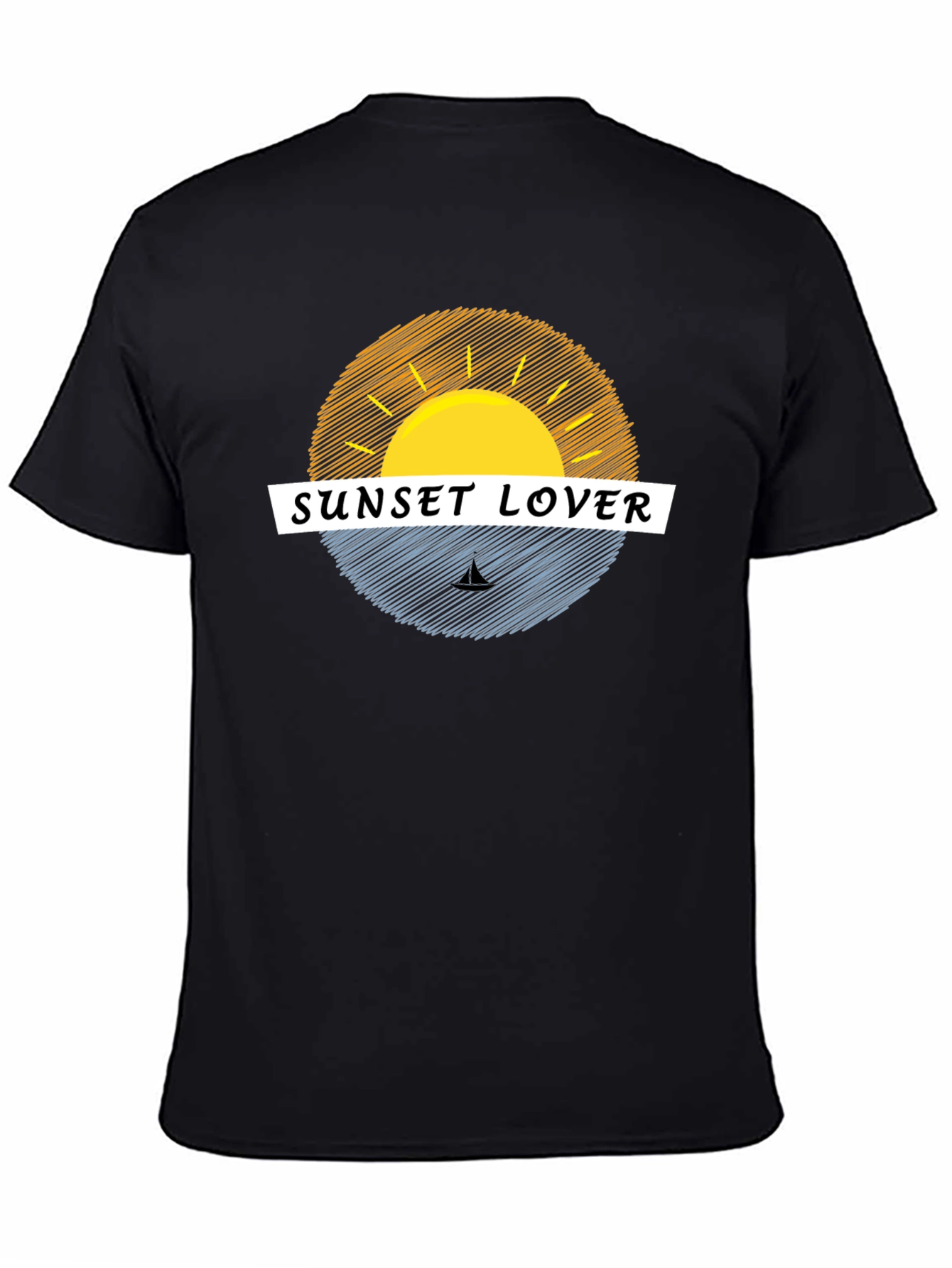 Sunset Lover Graphic Tee - Black Casual T-Shirt