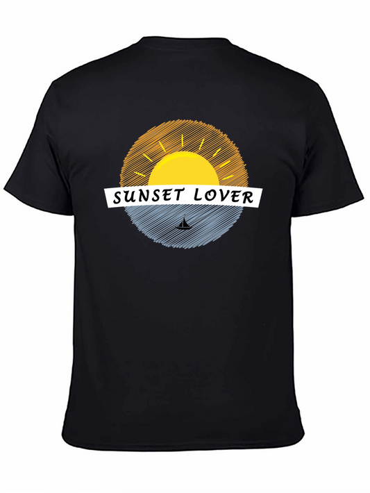 Sunset Lover Graphic Tee - Black Casual T-Shirt