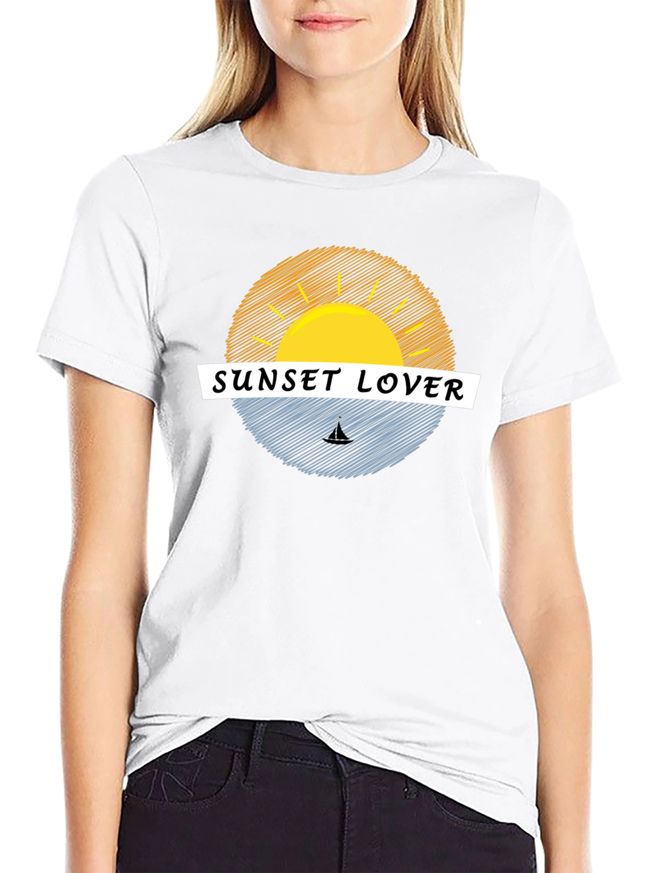 Sunset Lover Graphic Tee - Black Casual T-Shirt