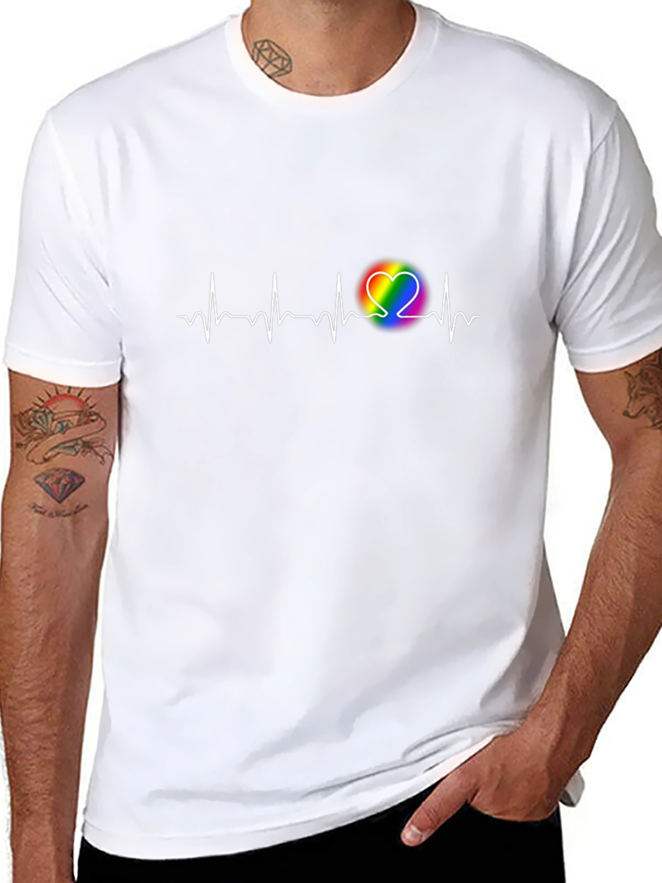 Rainbow Heartbeat Tee - Pride Love T-Shirt