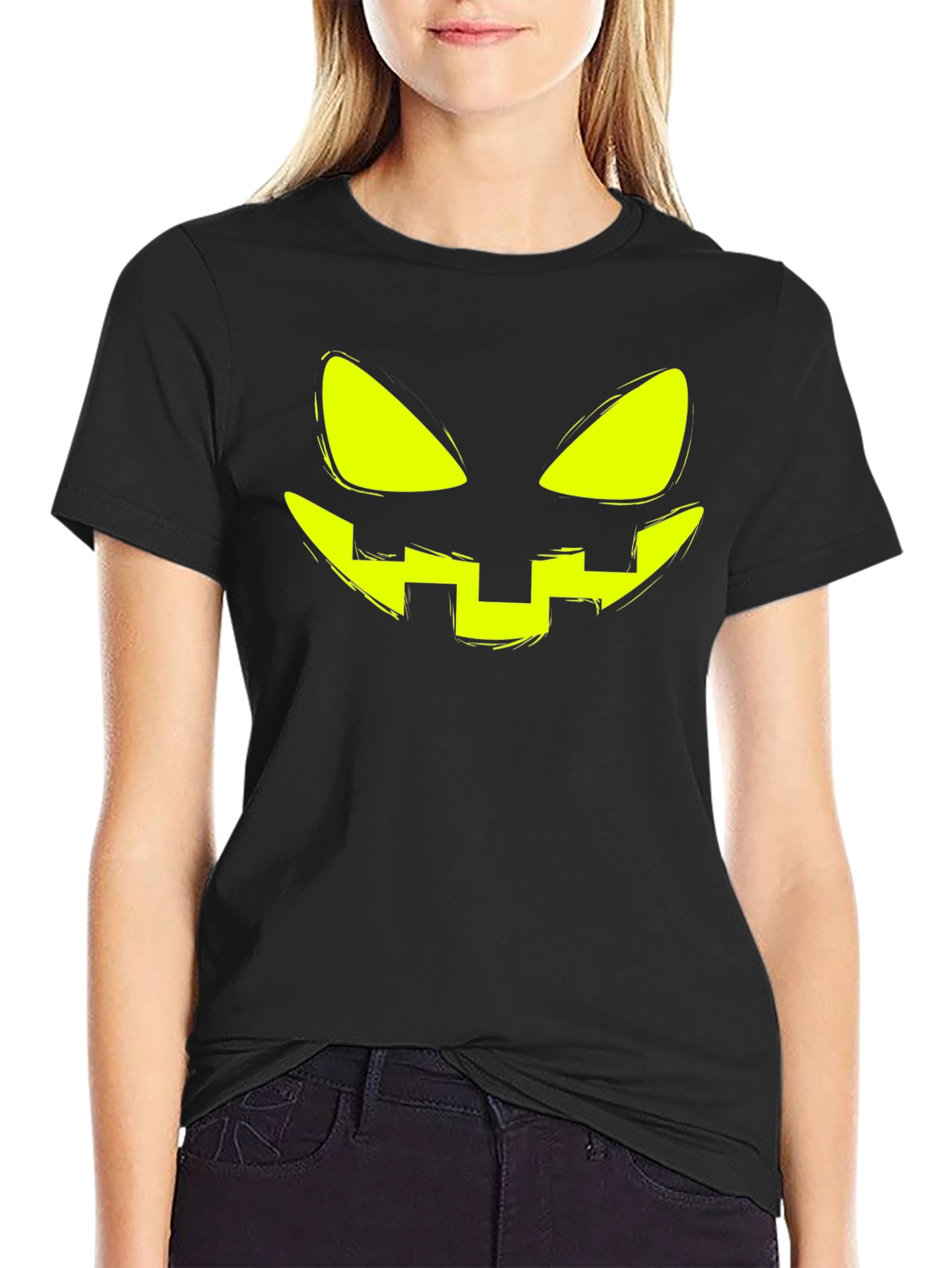 Halloween Pumpkin Face Graphic T-Shirt