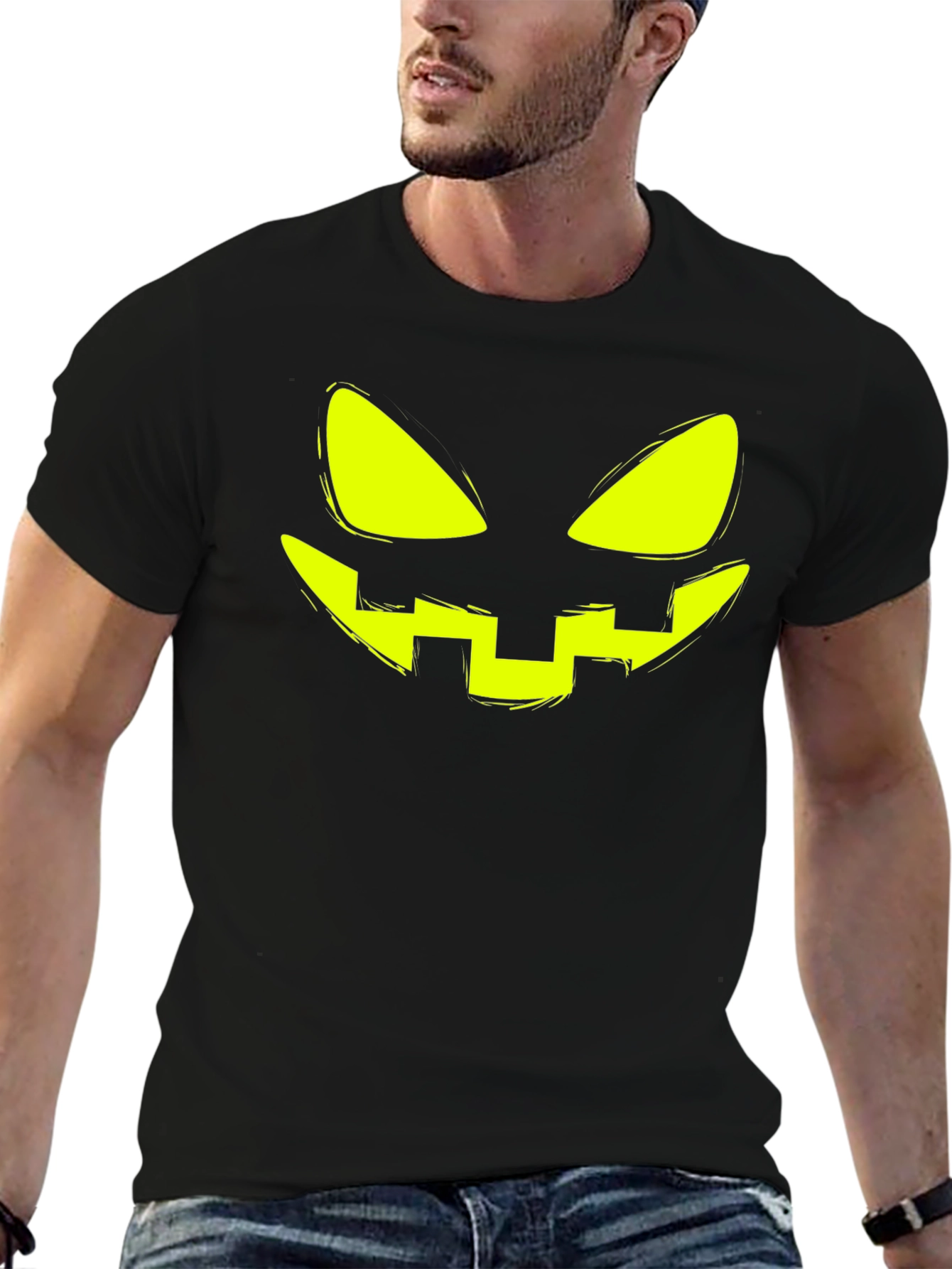 Halloween Pumpkin Face Graphic T-Shirt