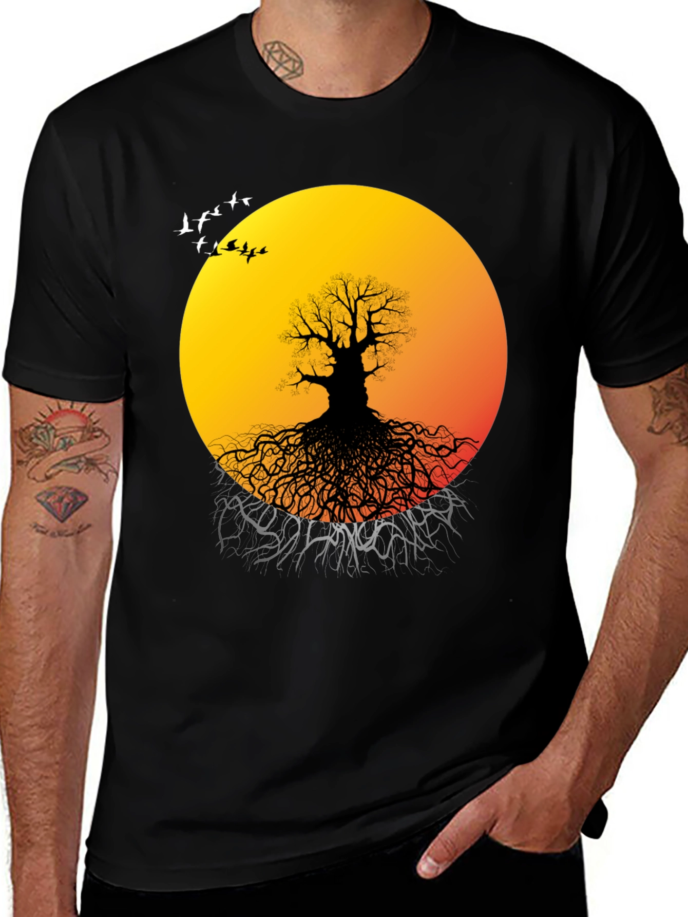 Sunset Tree Graphic Tee - Unique Nature Design