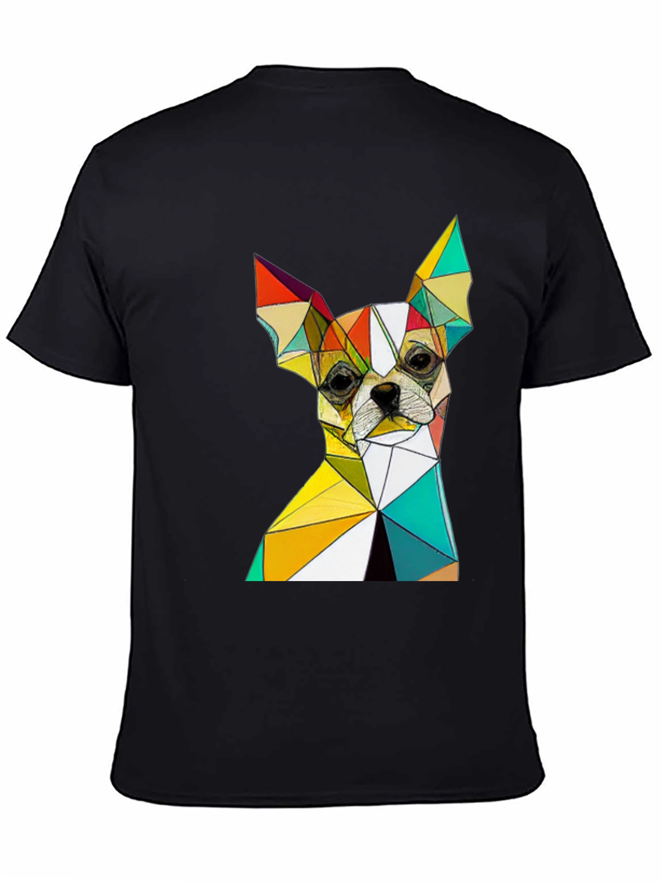 Geometric Chihuahua Graphic Black T-Shirt