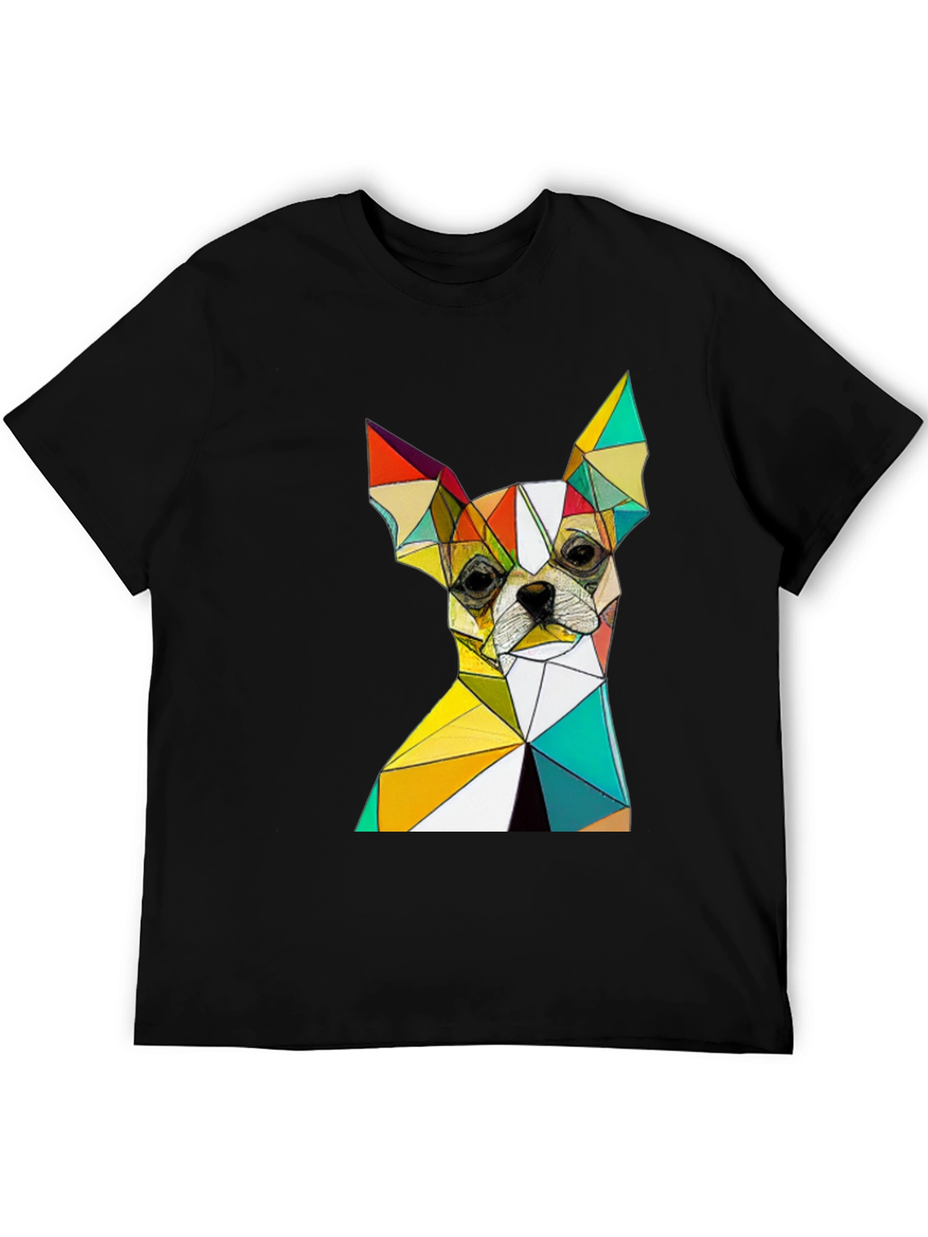 Geometric Chihuahua Graphic Black T-Shirt