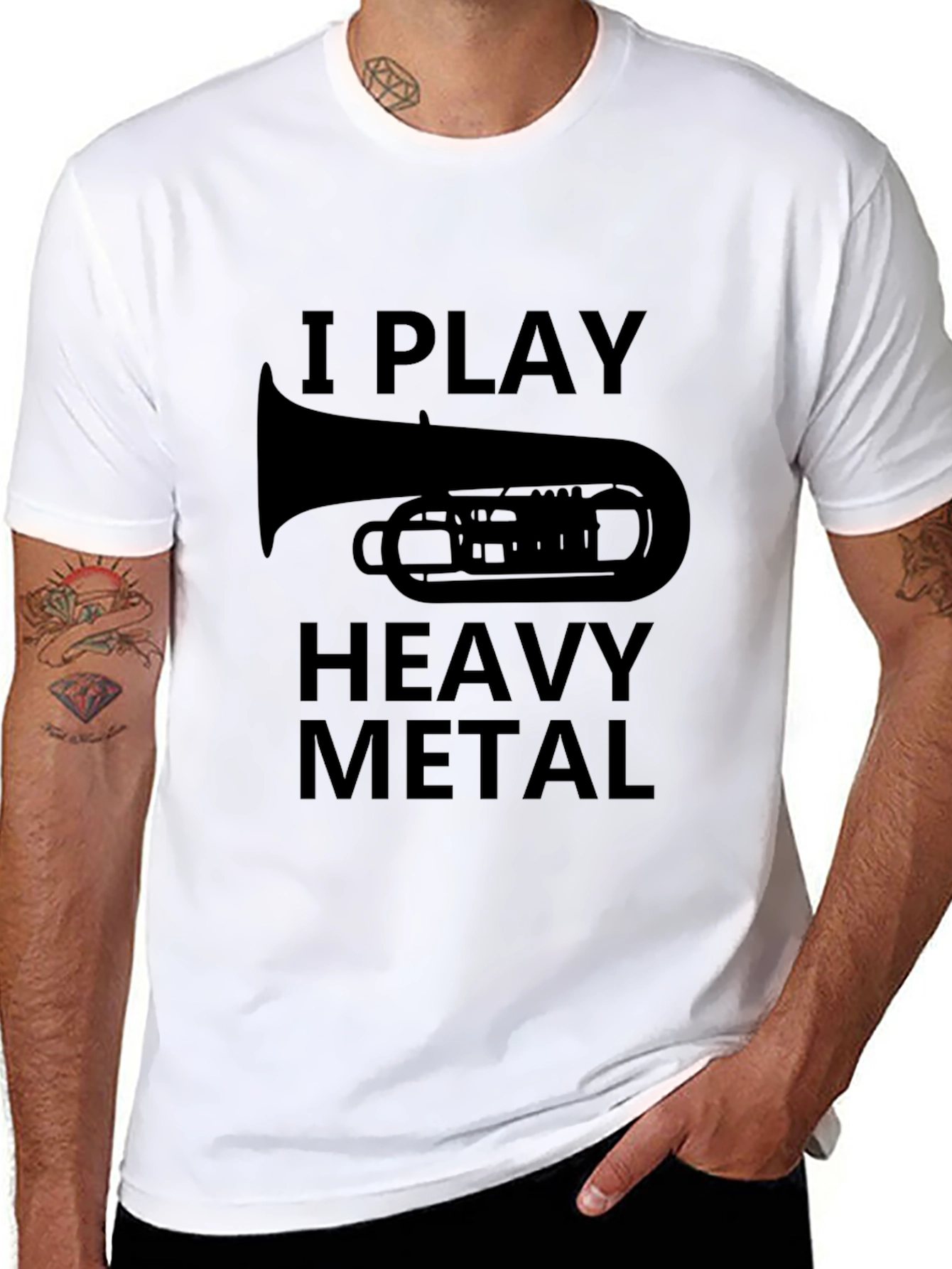 I Play Heavy Metal Tuba Black Tee