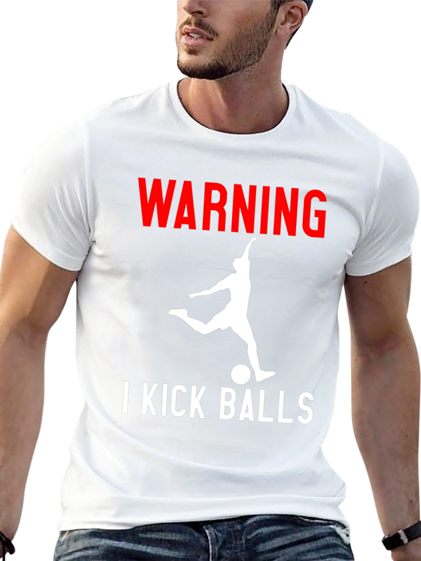 Warning: I Kick Balls Graphic Tee - Black