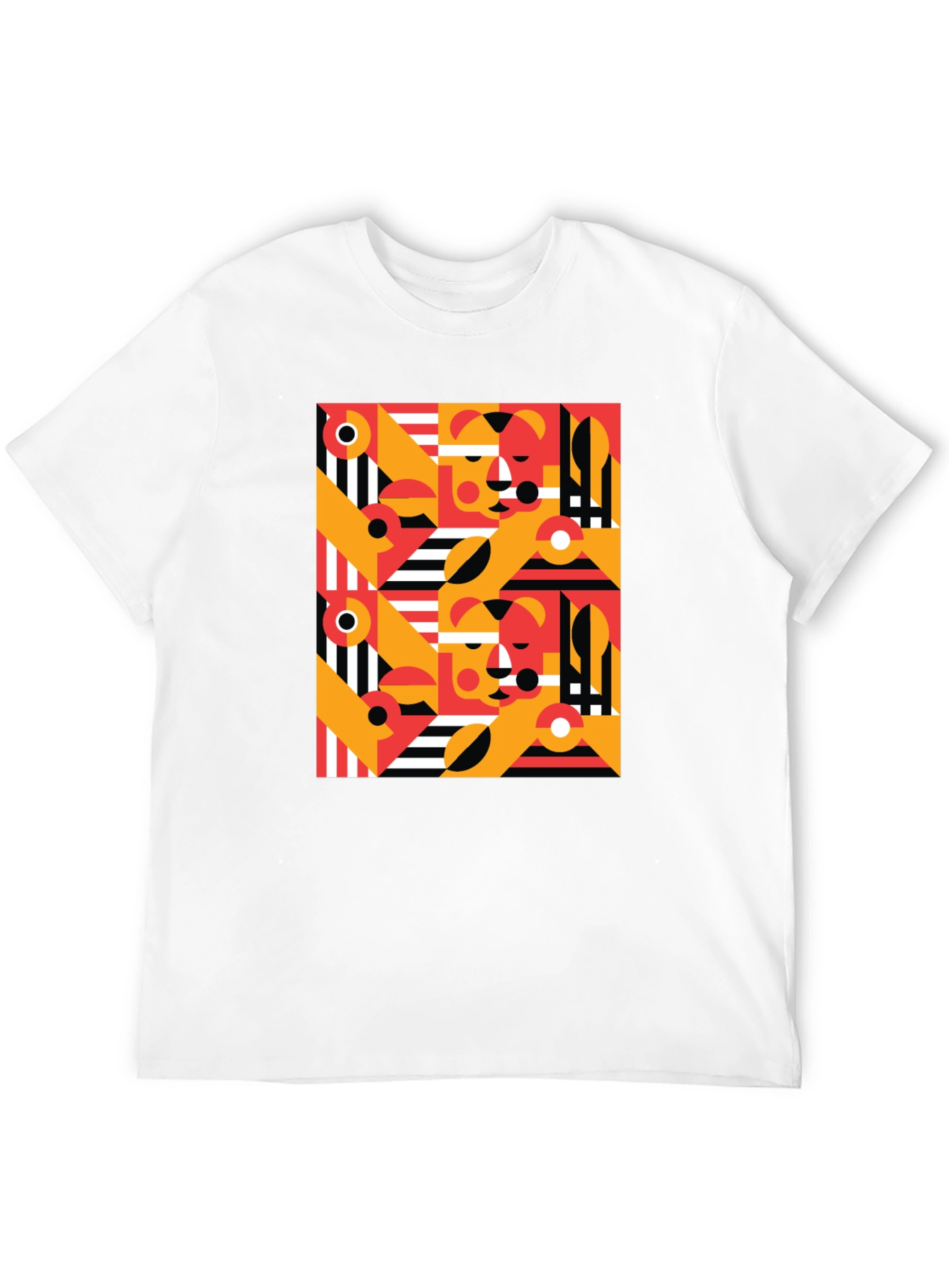 Abstract Geometric Pattern Black T-Shirt