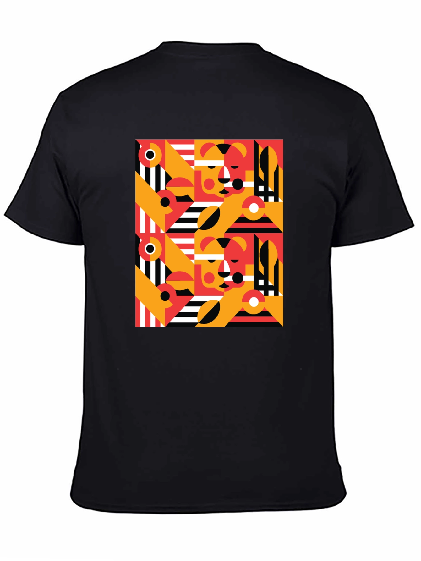 Abstract Geometric Pattern Black T-Shirt