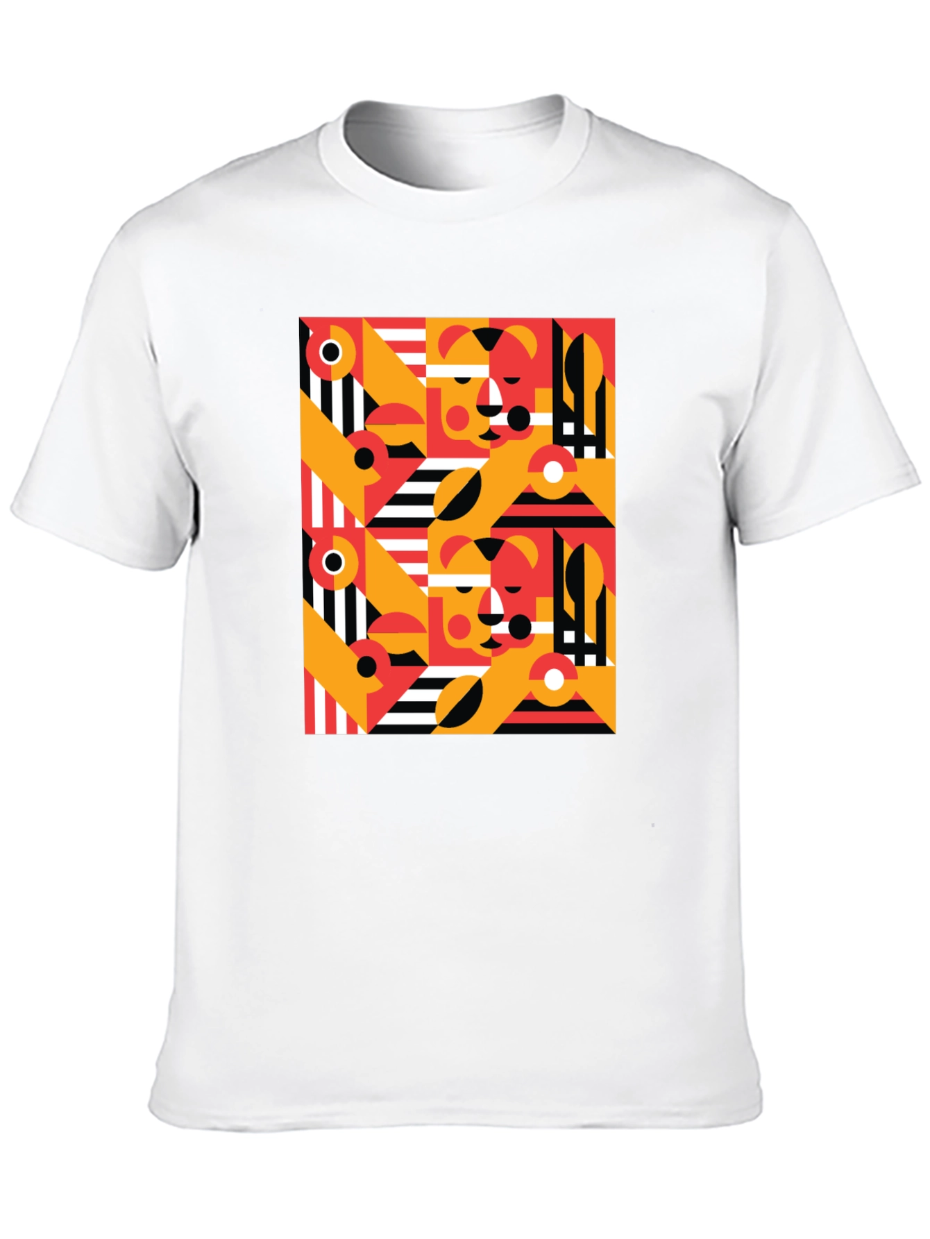 Abstract Geometric Pattern Black T-Shirt