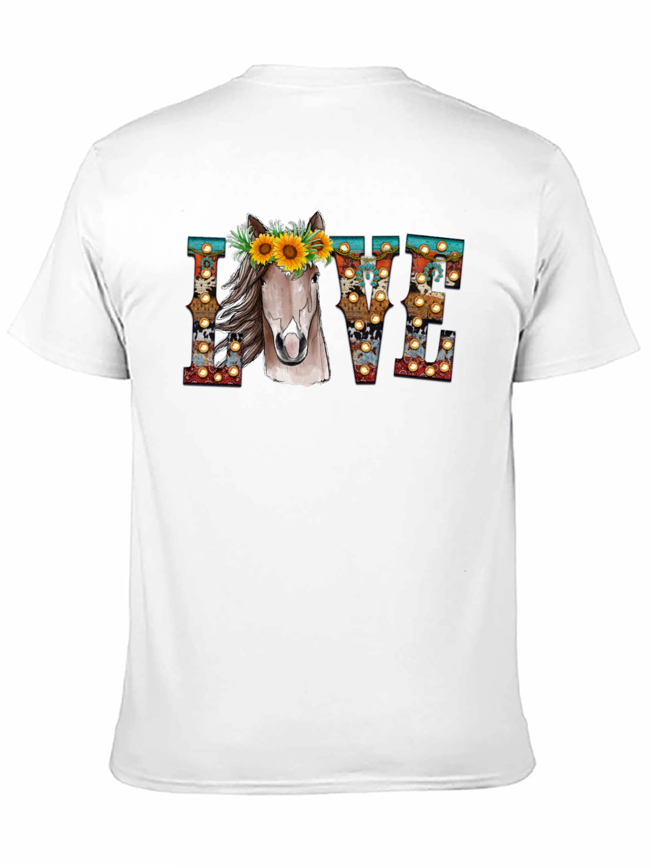 LOVE Horse Sunflower Graphic T-Shirt