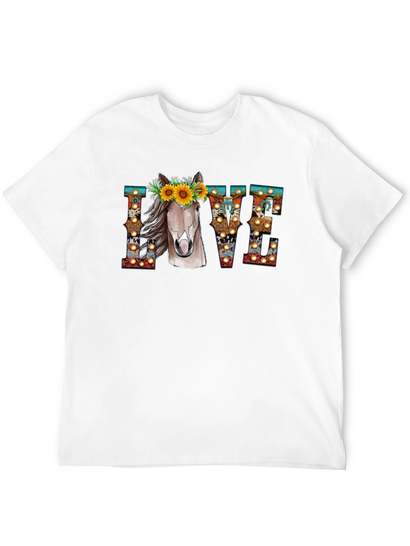 LOVE Horse Sunflower Graphic T-Shirt