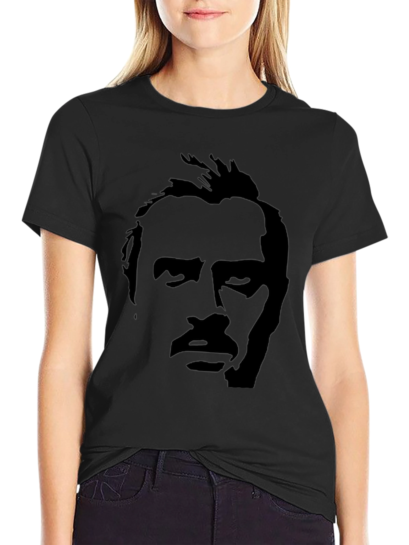 Black Silhouette Face Graphic Tee