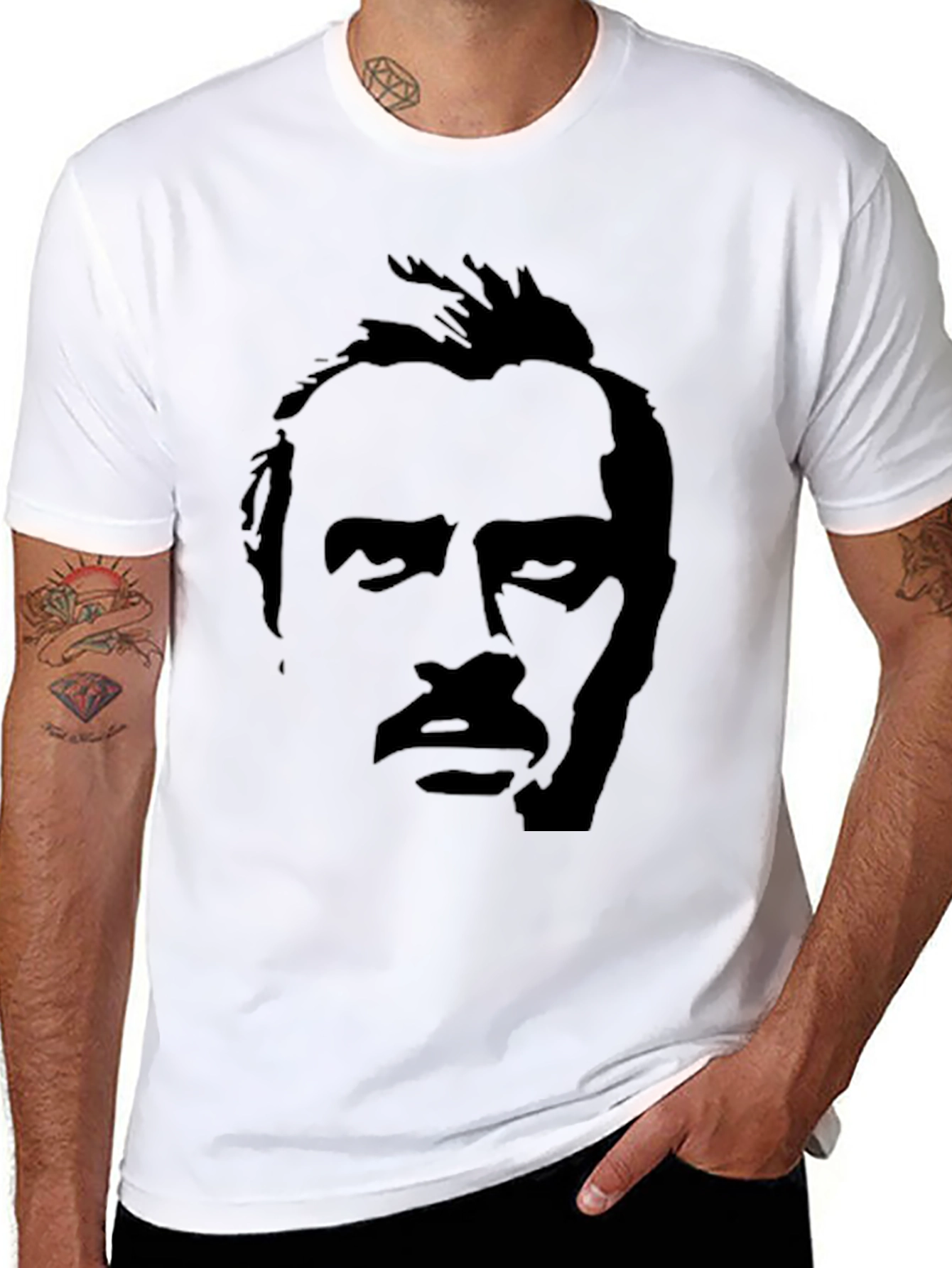 Black Silhouette Face Graphic Tee