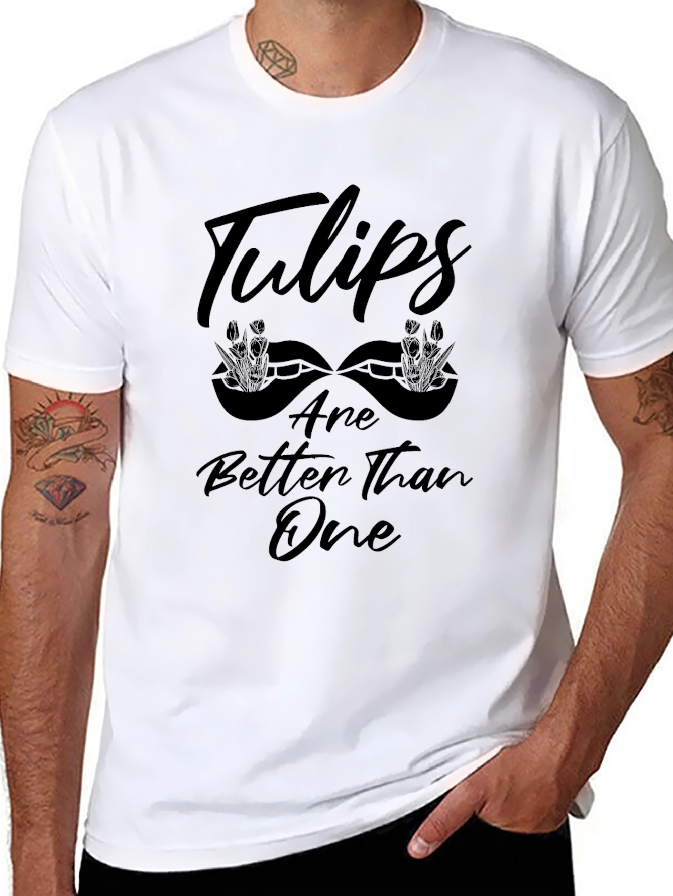 Tulips Better Than One Black Tee