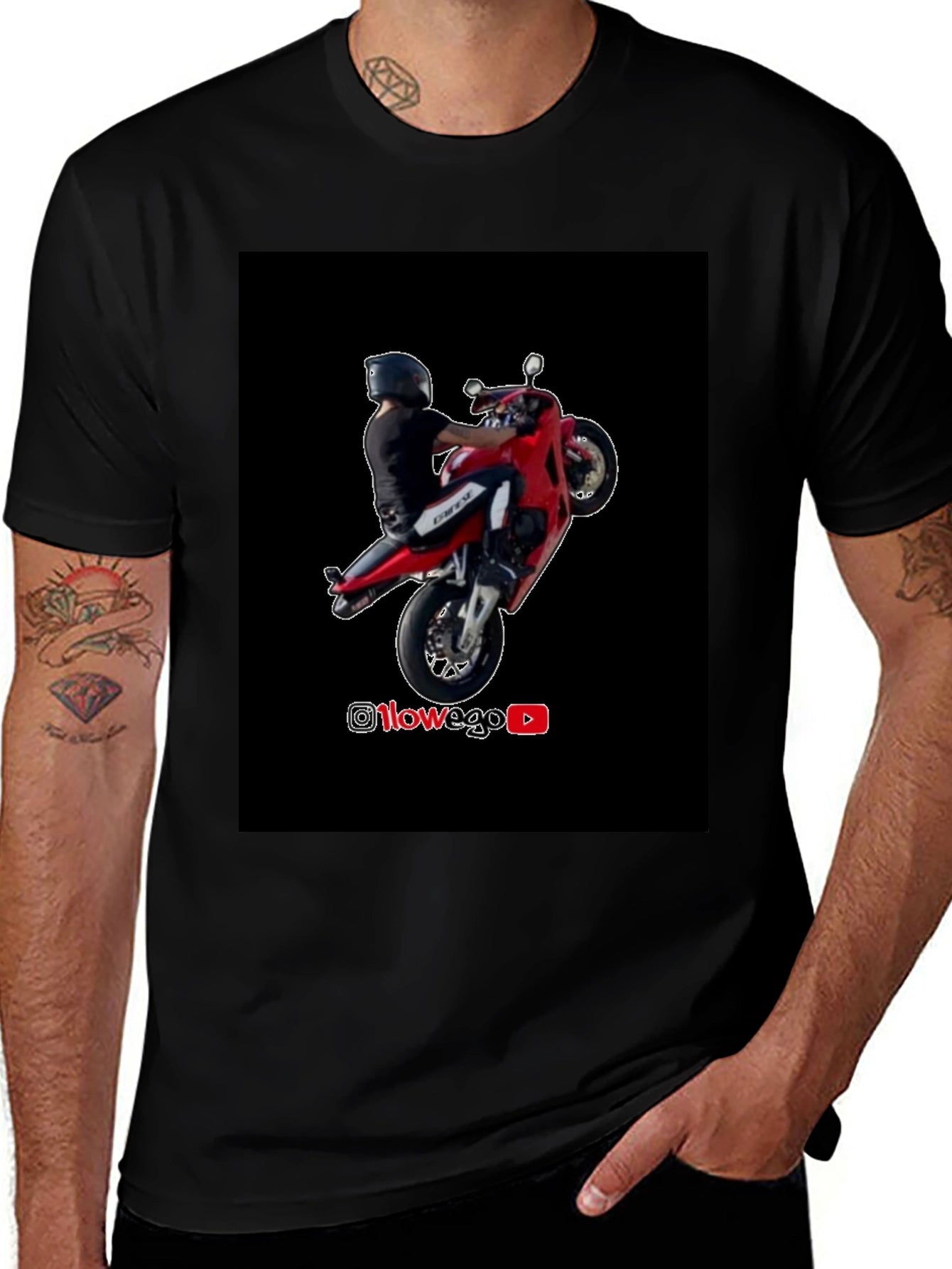 Motorcycle Wheelie Black T-Shirt - Street Style