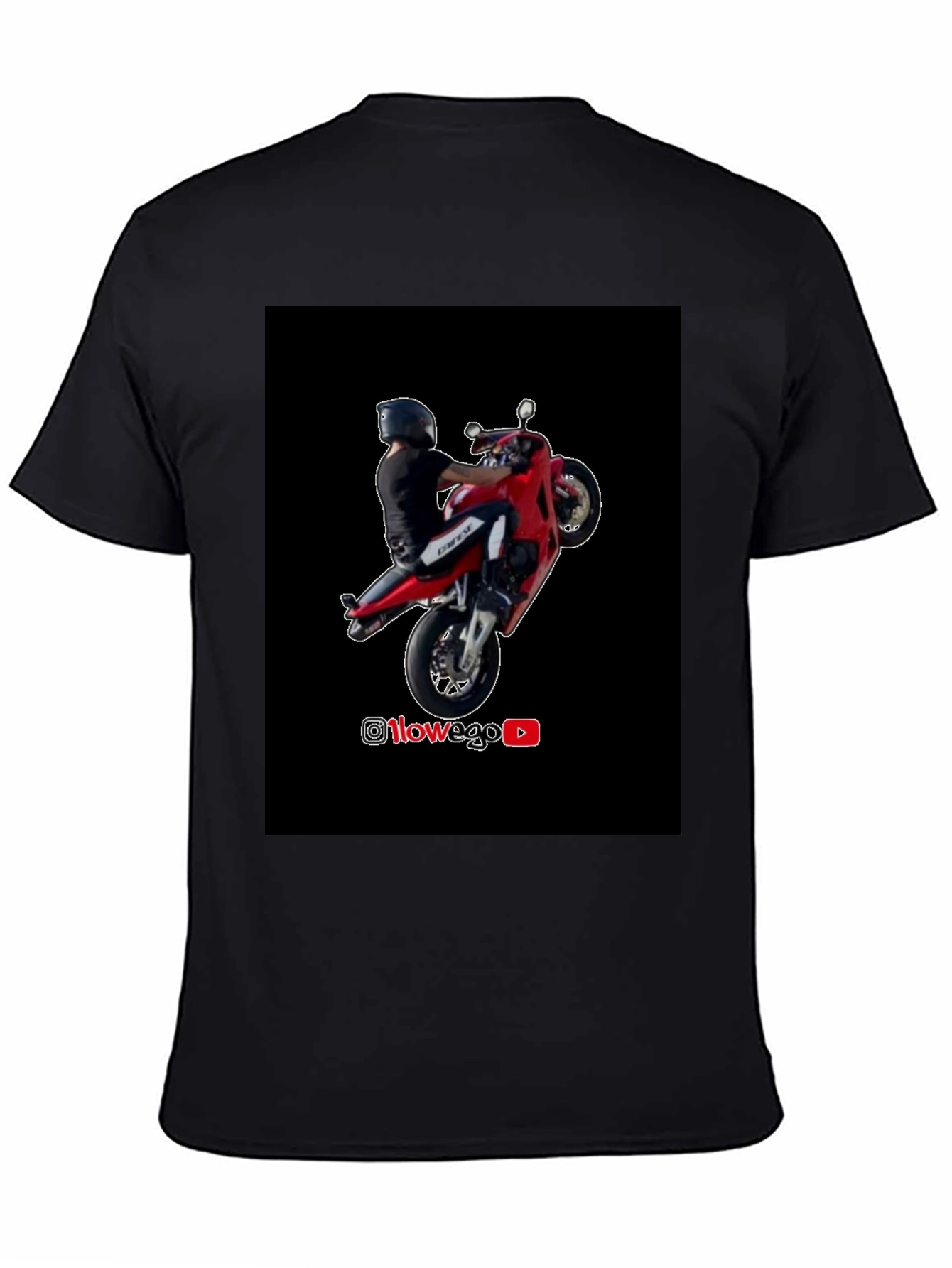 Motorcycle Wheelie Black T-Shirt - Street Style