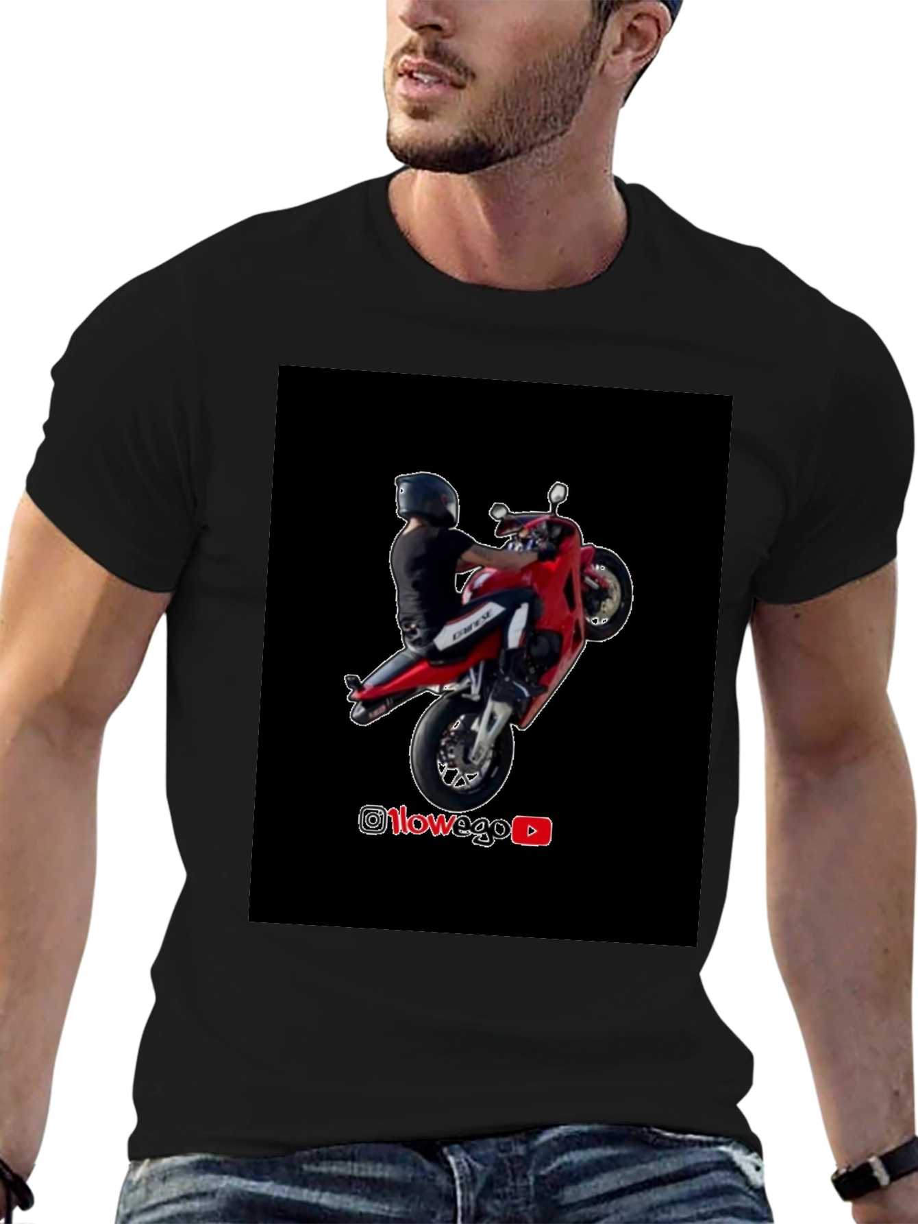 Motorcycle Wheelie Black T-Shirt - Street Style