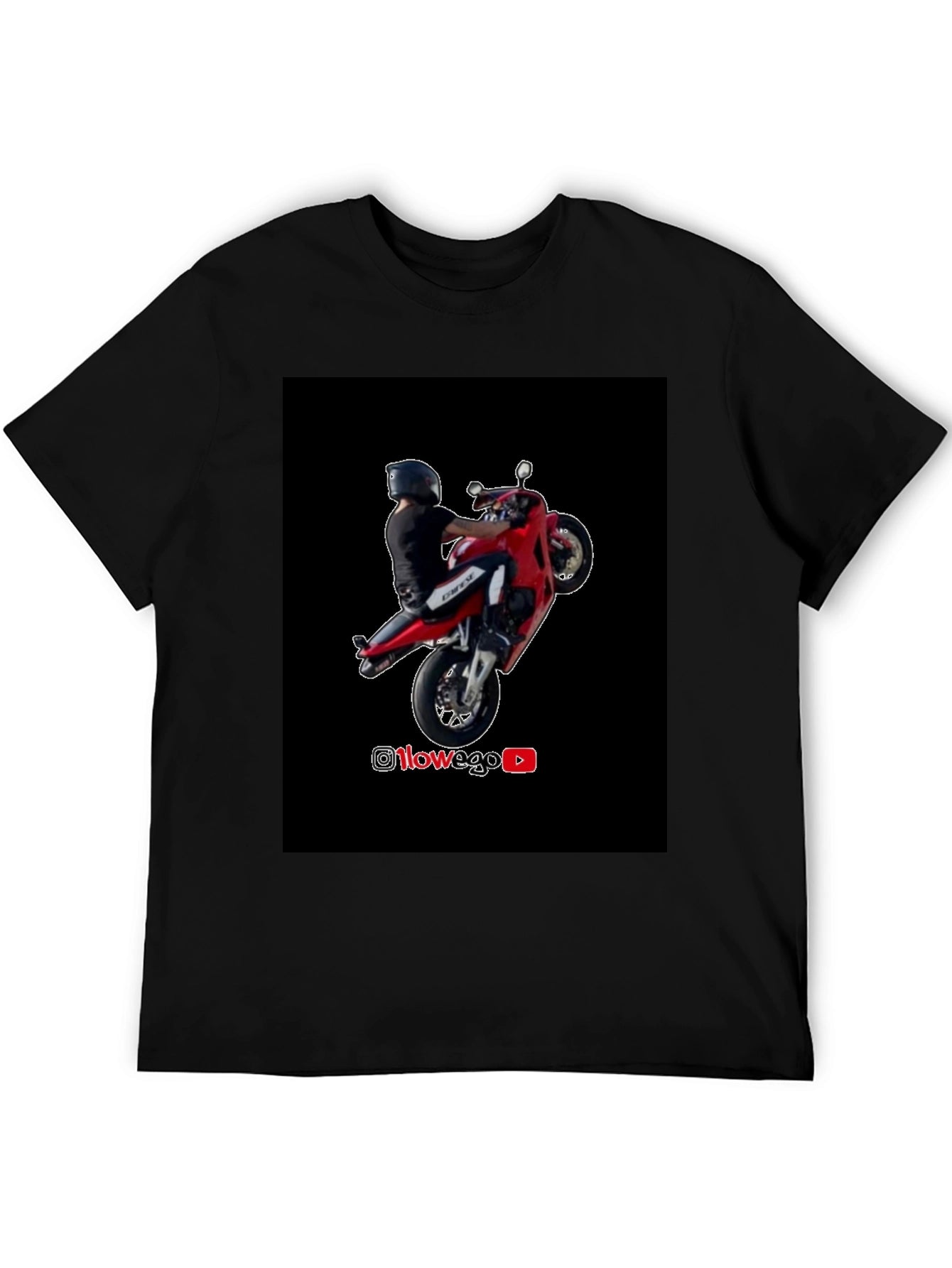 Motorcycle Wheelie Black T-Shirt - Street Style