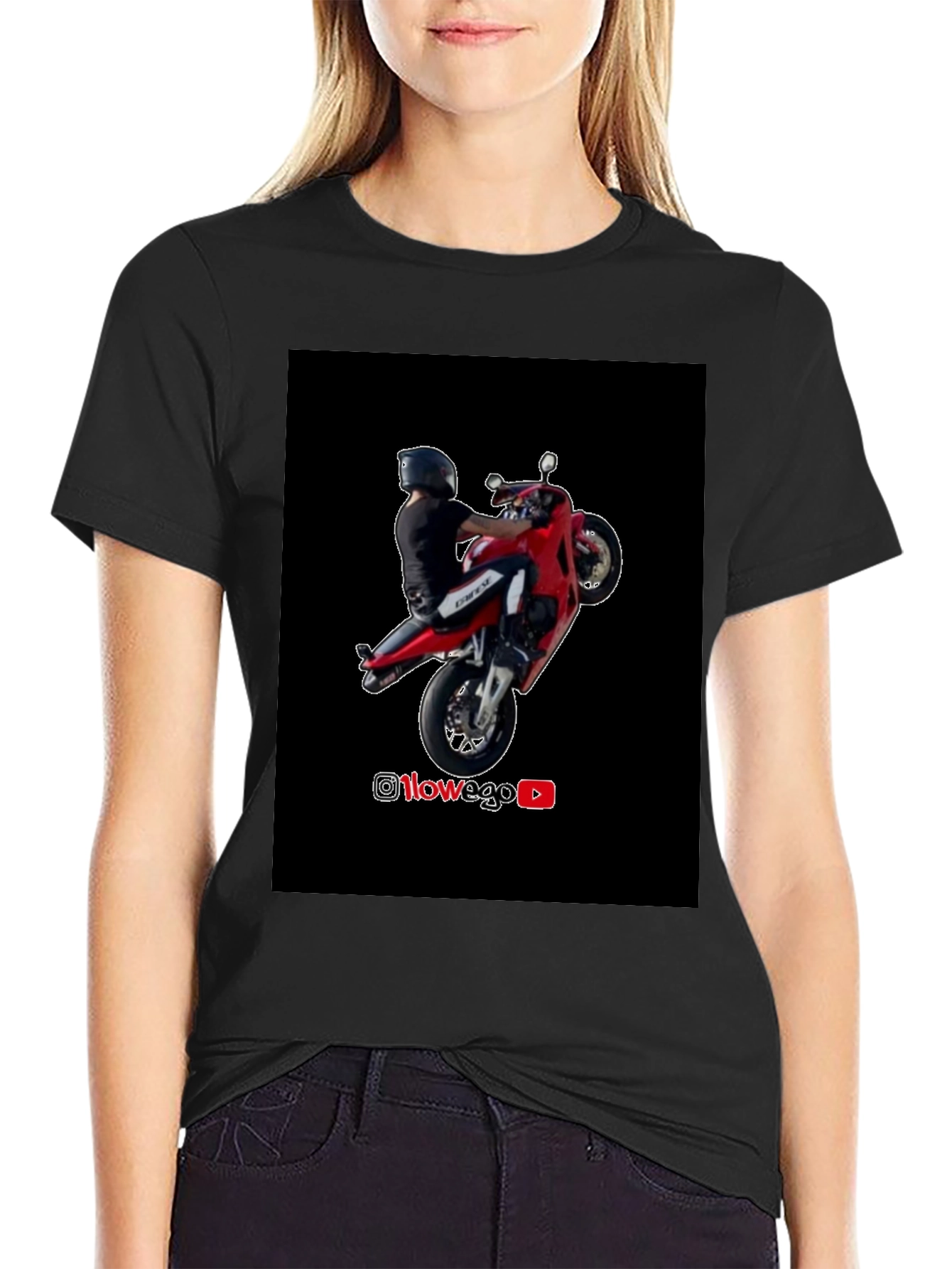 Motorcycle Wheelie Black T-Shirt - Street Style