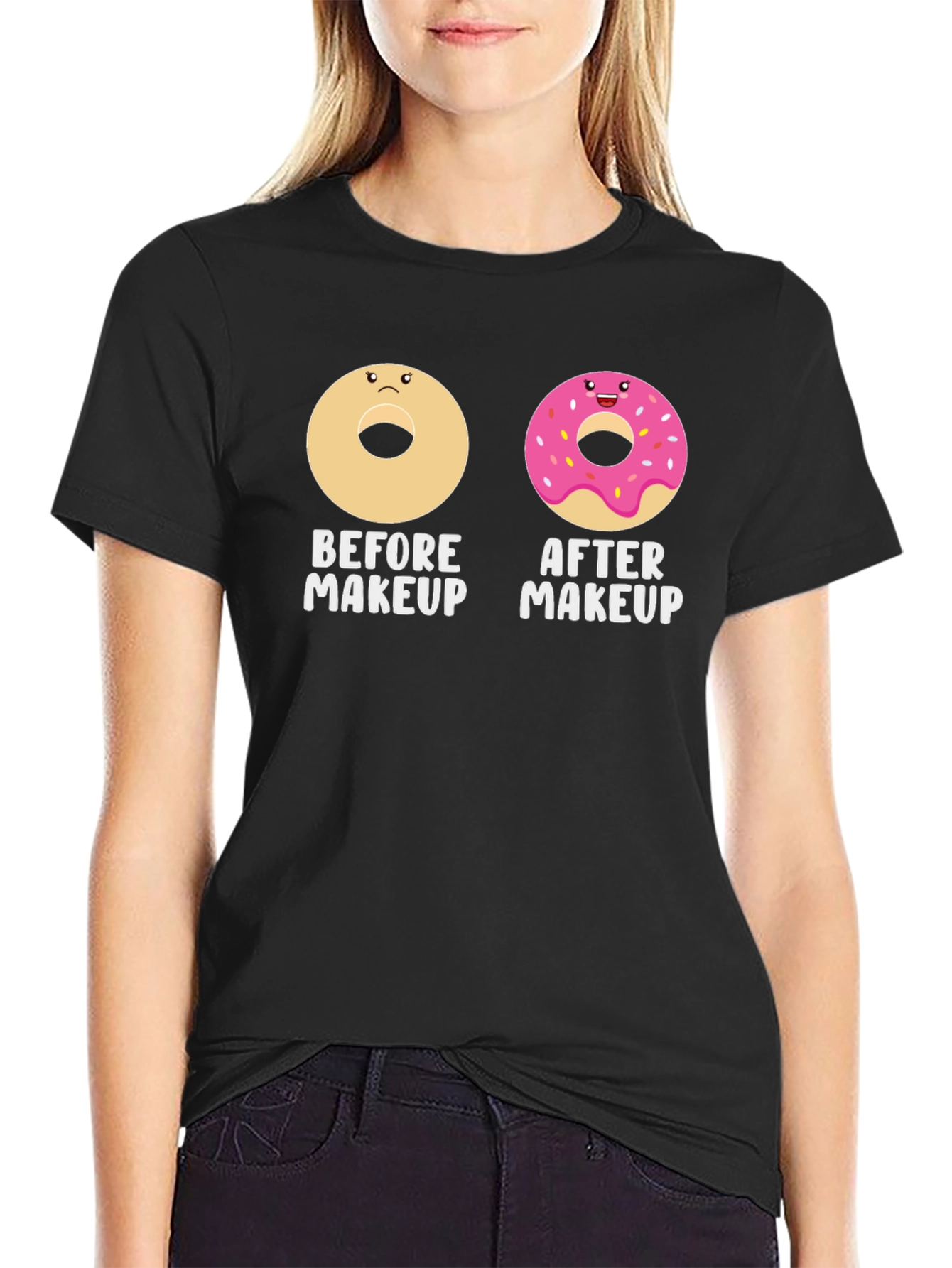 Donut Makeup T-Shirt - Funny Graphic Tee