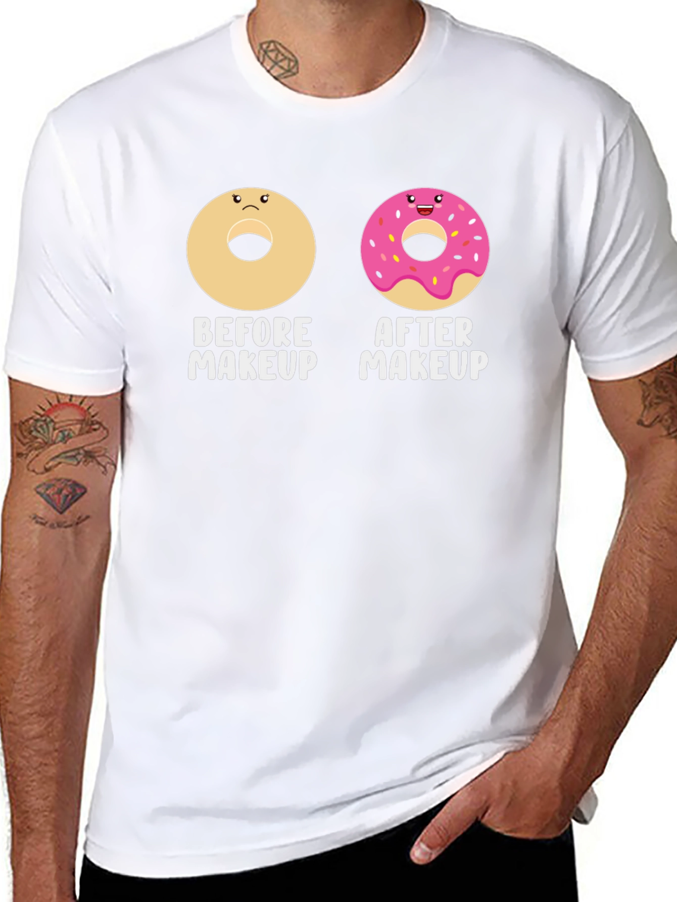 Donut Makeup T-Shirt - Funny Graphic Tee