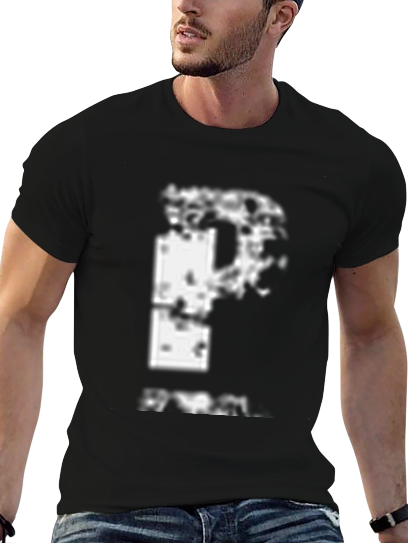 Distressed Graphic Print Black T-Shirt