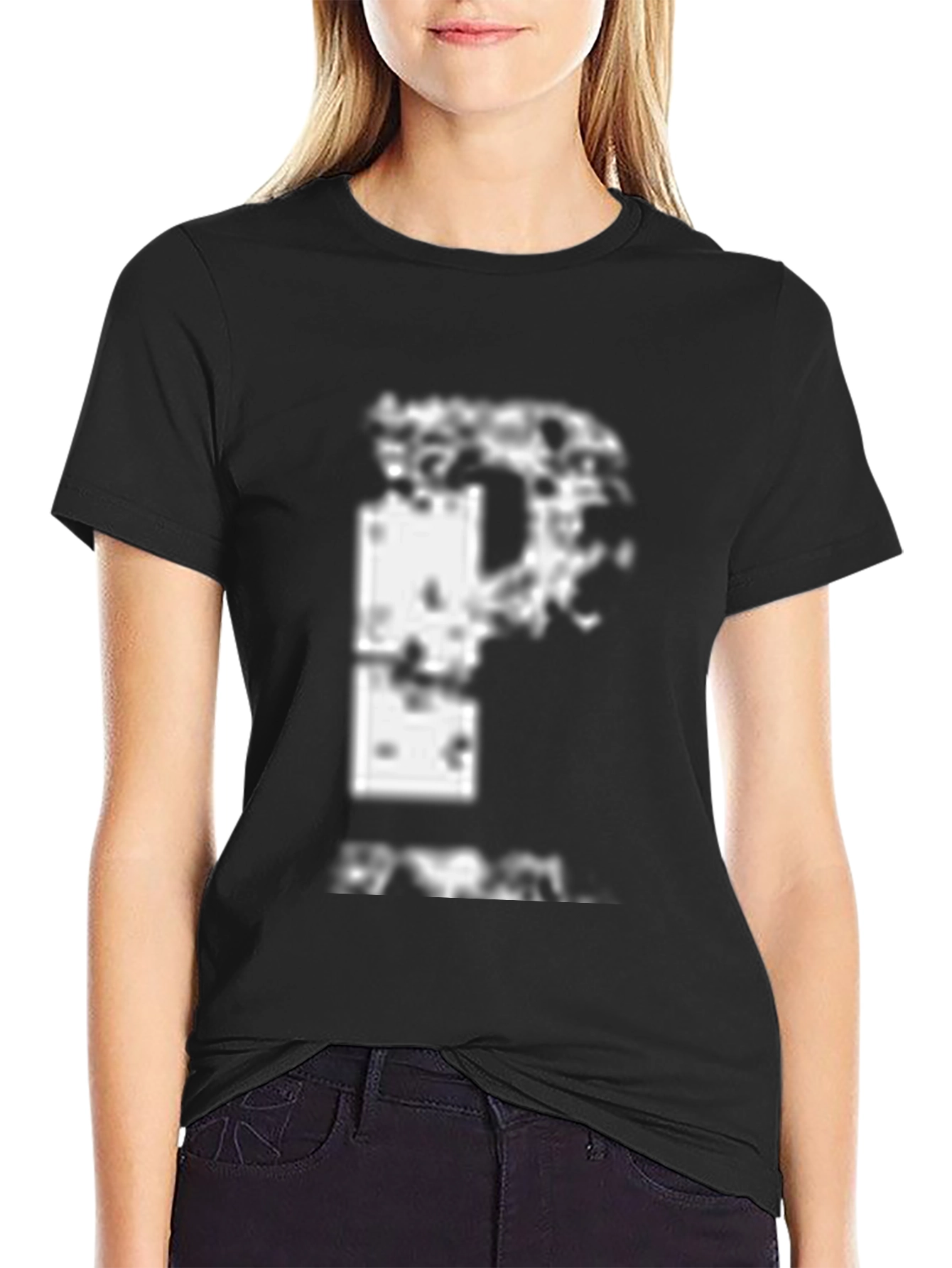 Distressed Graphic Print Black T-Shirt