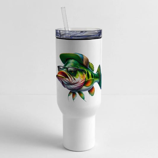 Cool Bass Fish with Green Hat and Glasses