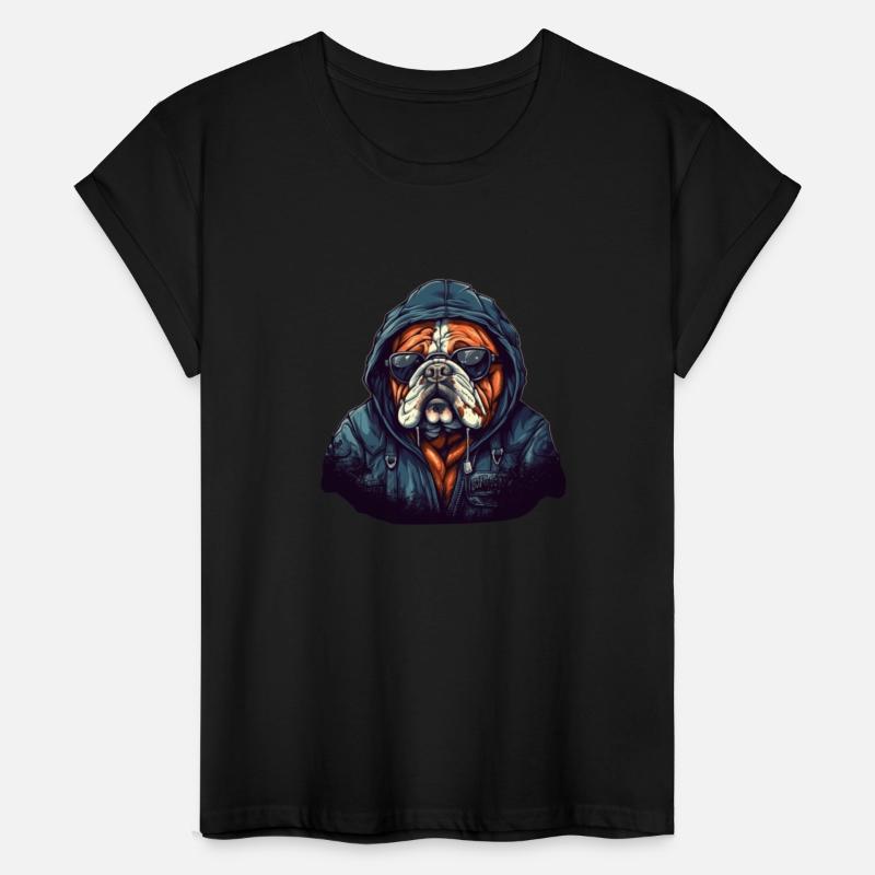 Cool bulldog sporting stylish streetwear clothing