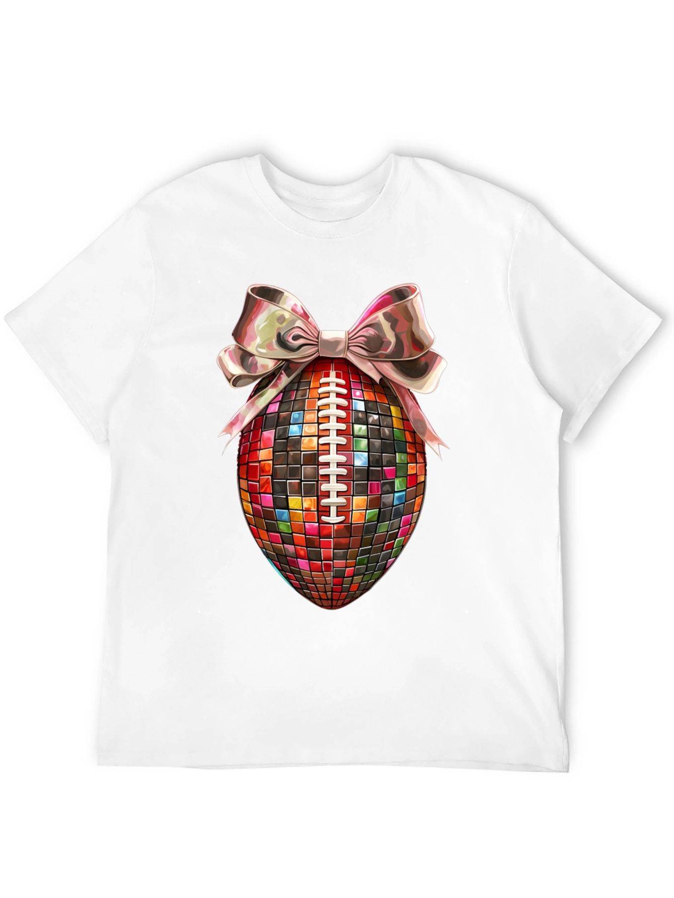 Disco Ball Football Bow T-Shirt