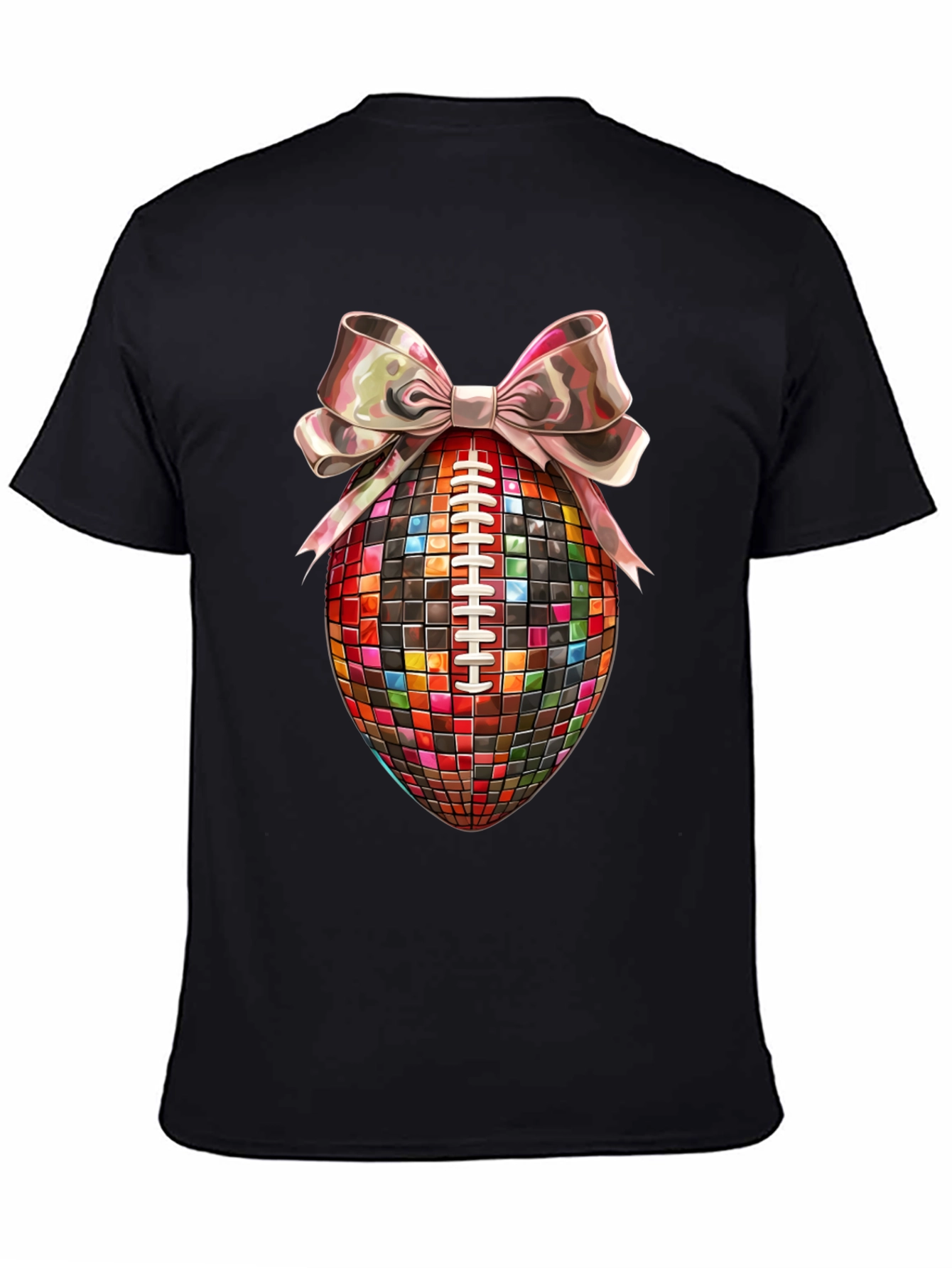Disco Ball Football Bow T-Shirt