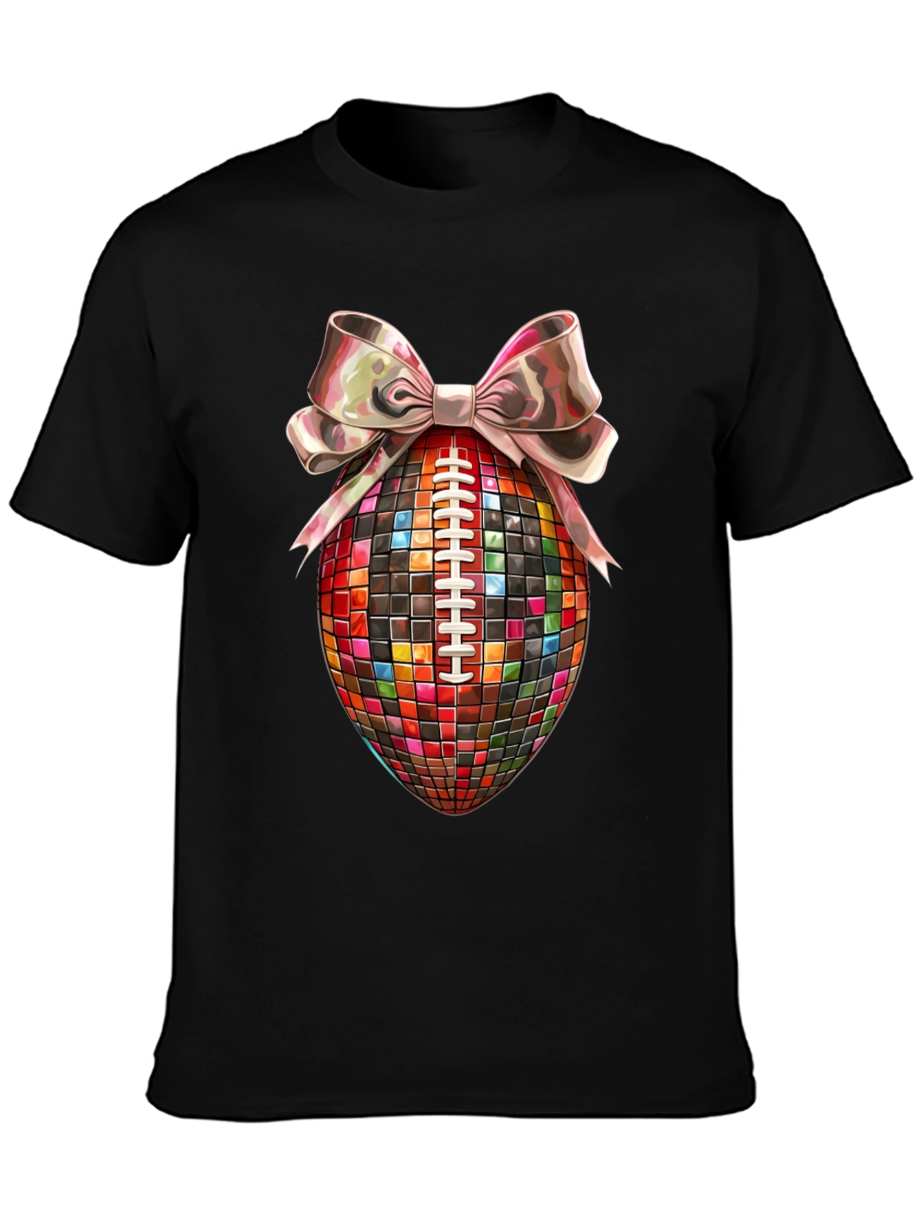 Disco Ball Football Bow T-Shirt
