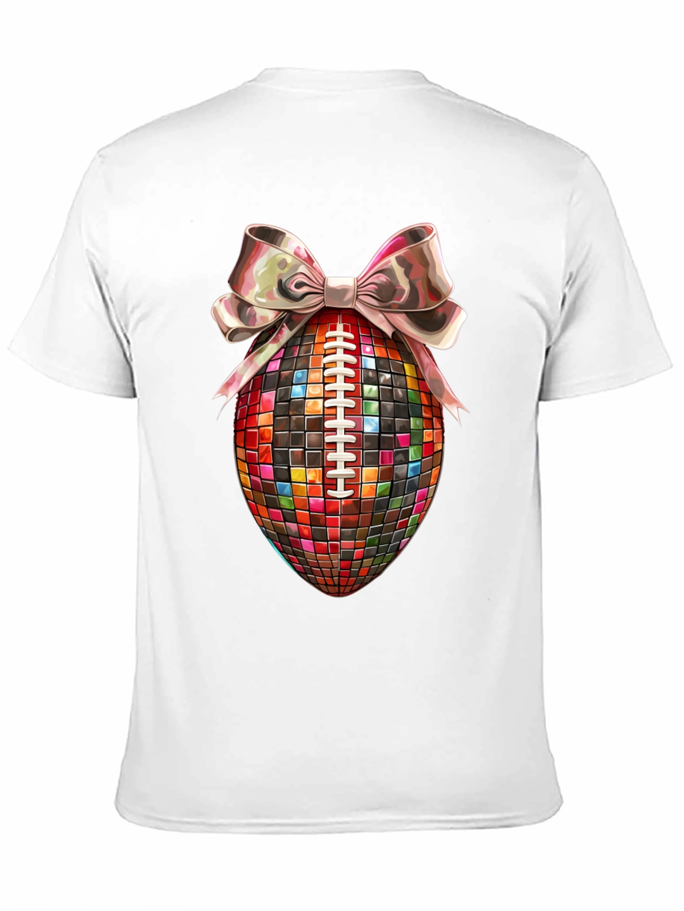 Disco Ball Football Bow T-Shirt