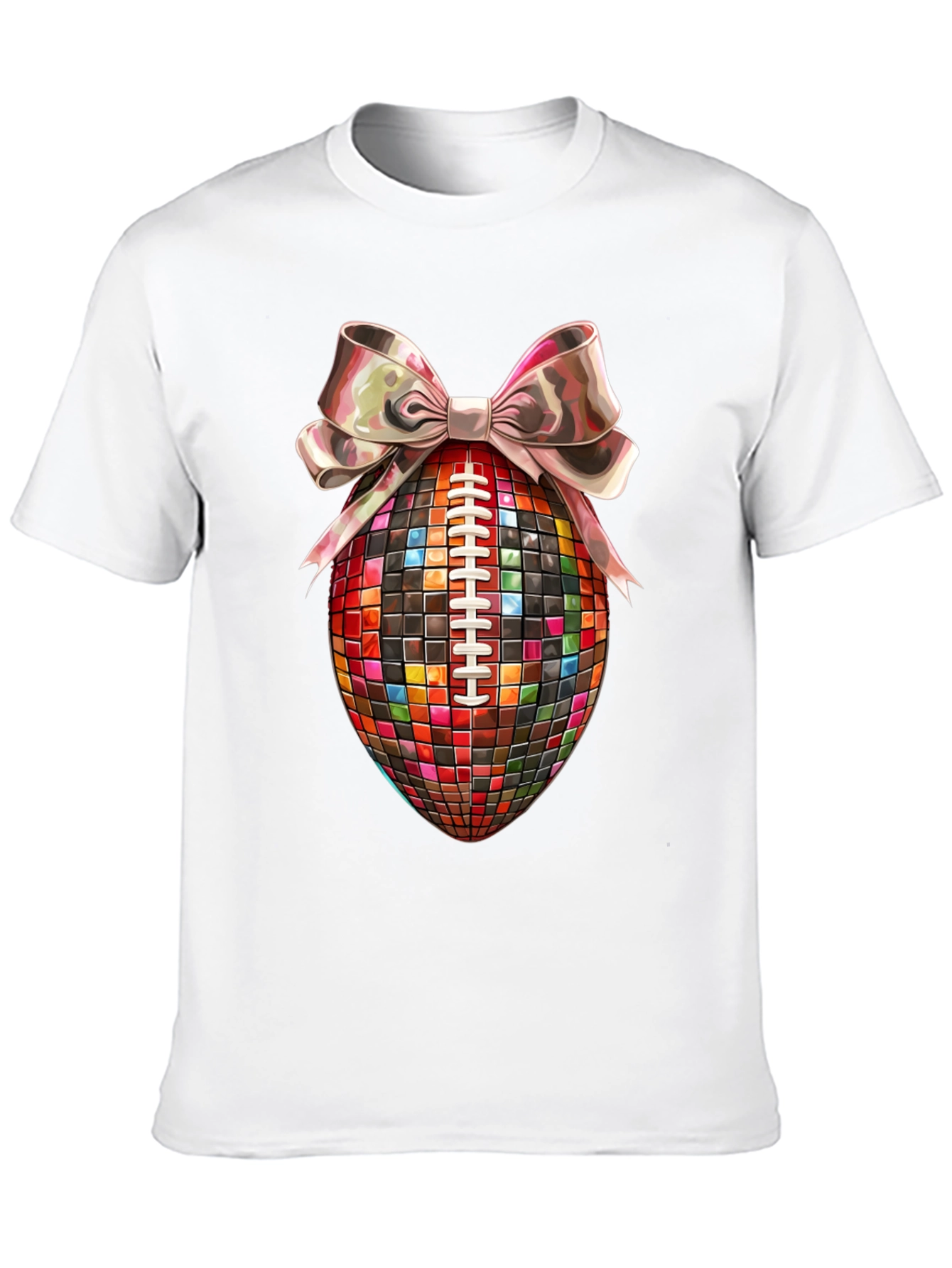 Disco Ball Football Bow T-Shirt