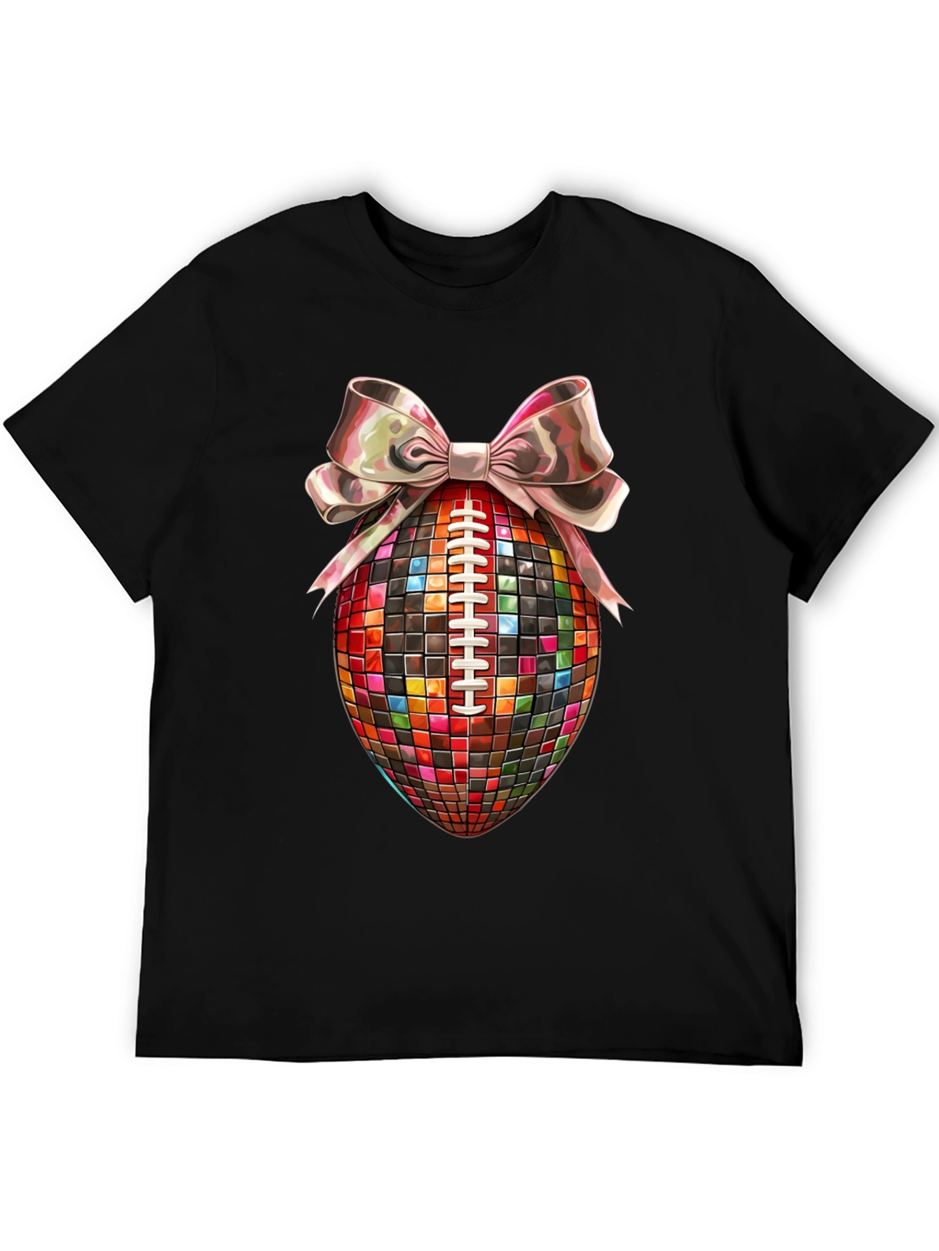 Disco Ball Football Bow T-Shirt