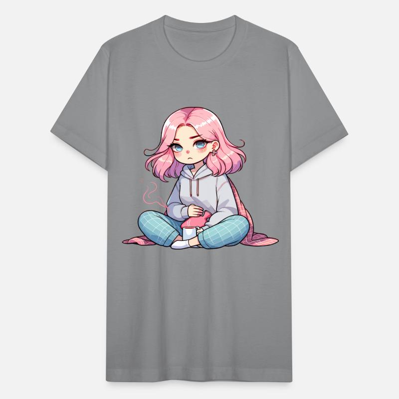 Cute Anime Girl with Coffee and Cozy Blanket