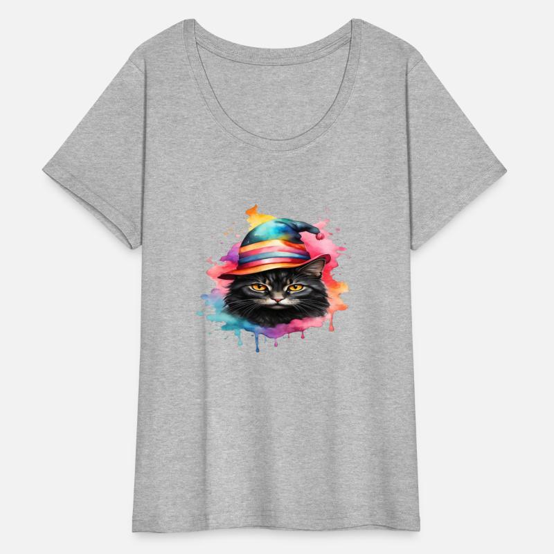 Cute black cat face wearing magic hat logo facing